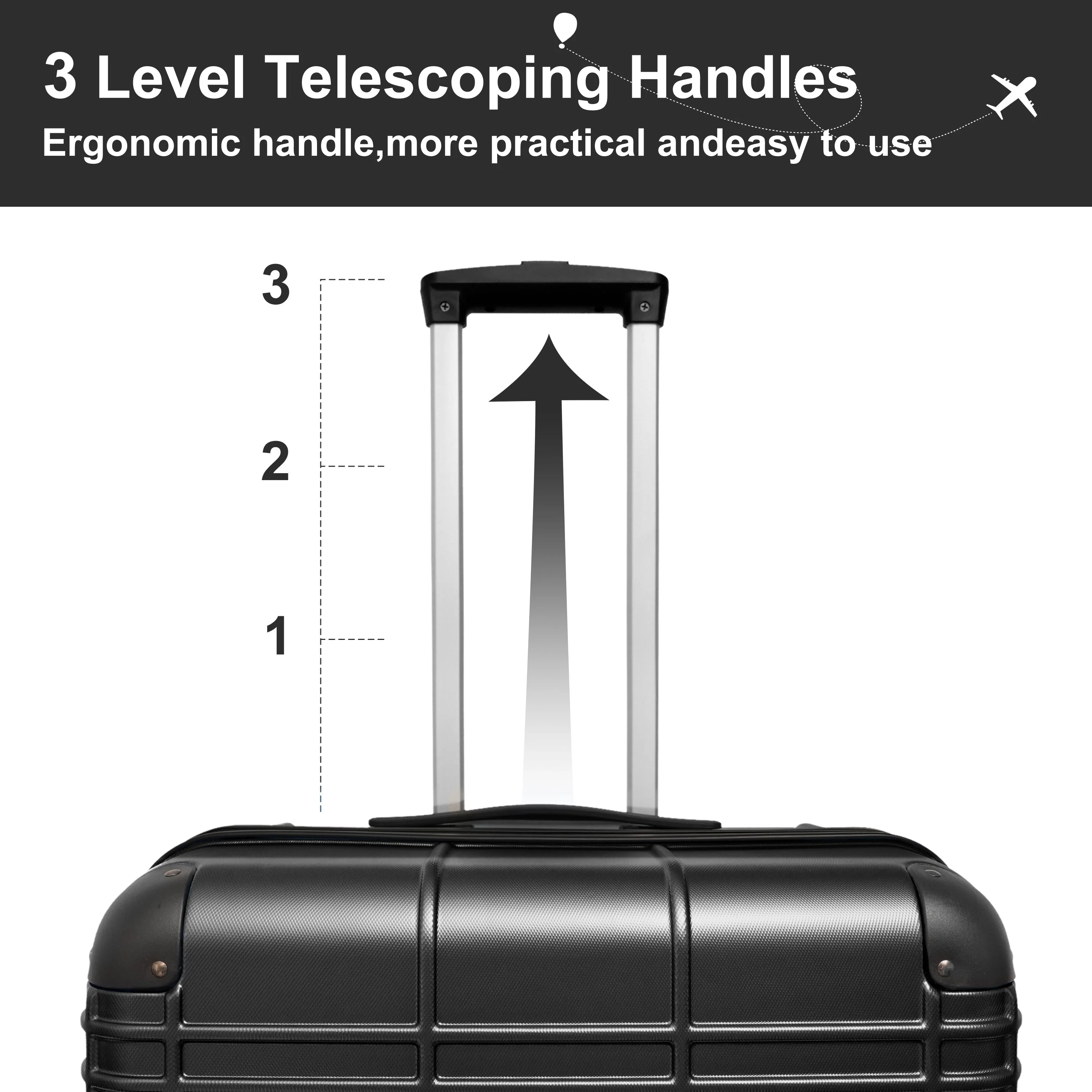 Luggage Sets ABS+PC Hardshell 4pcs Lightweight Durable Suitcases - Image 6