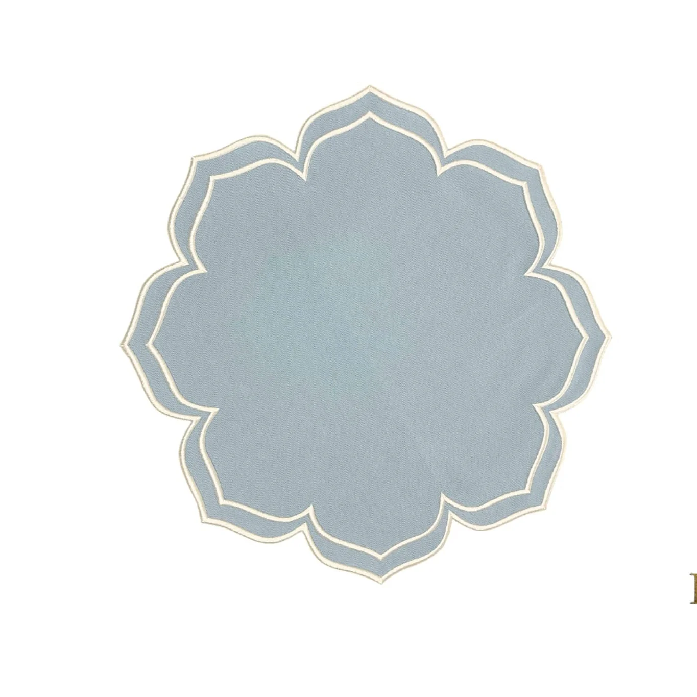 Lumera Light Blue Wavy Edge Fabric Placemat - Image 2