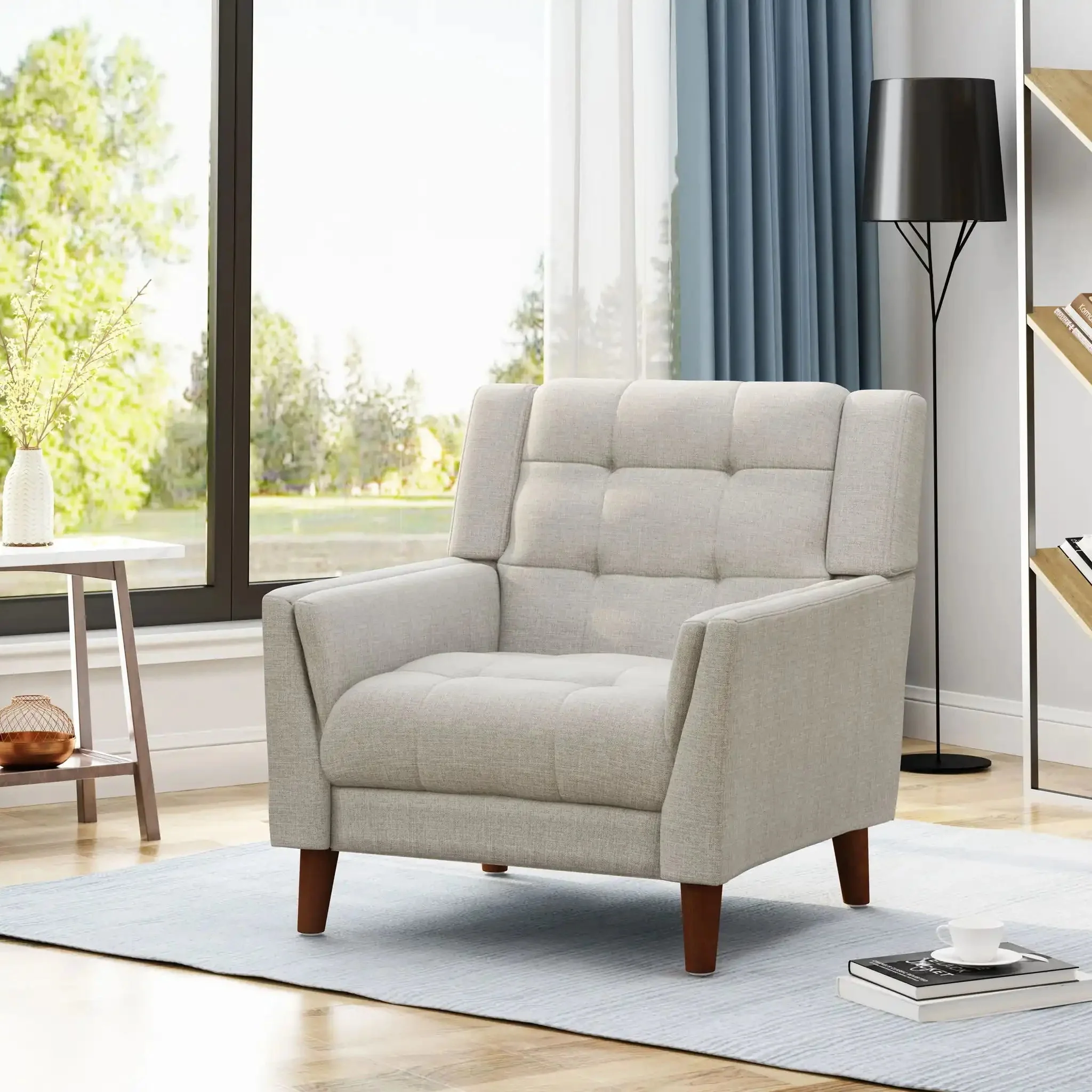 Luminaesque - Fabric Upholstered Armchair With Tufted Back - Image 10