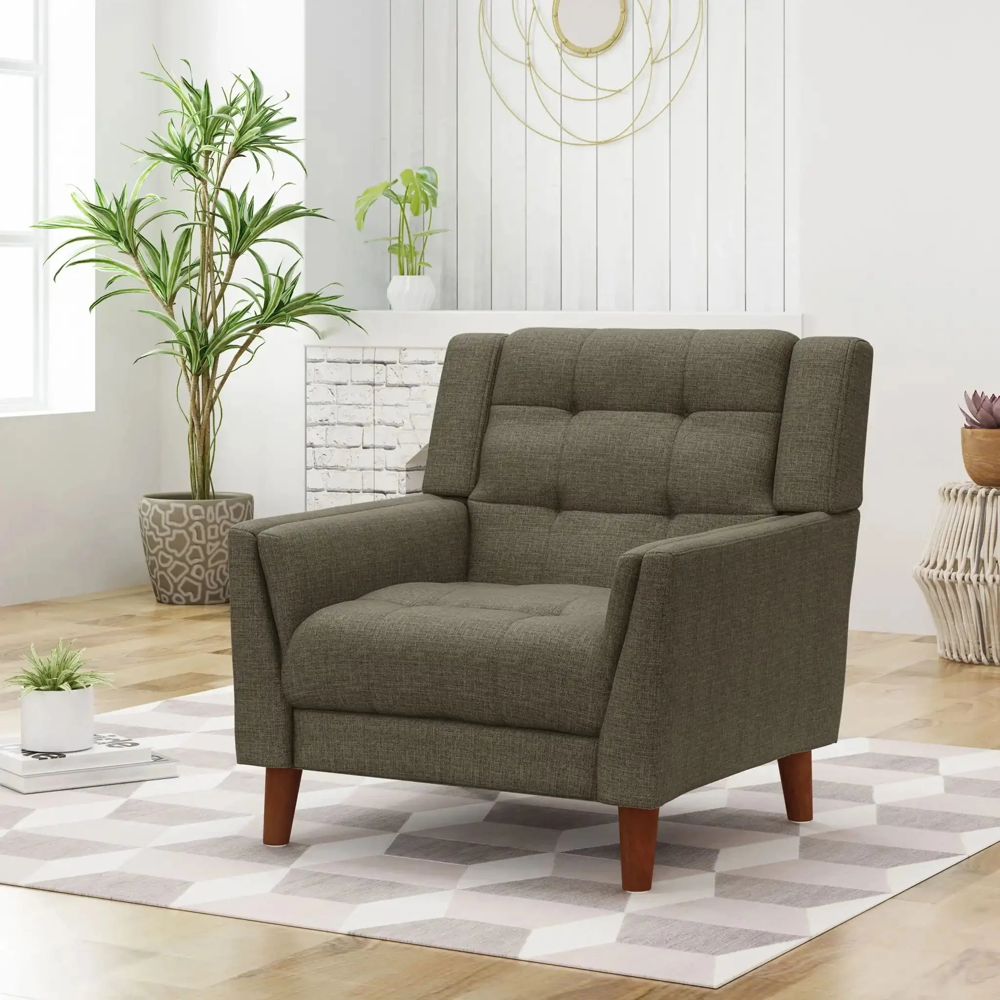 Luminaesque - Fabric Upholstered Armchair With Tufted Back - Image 11