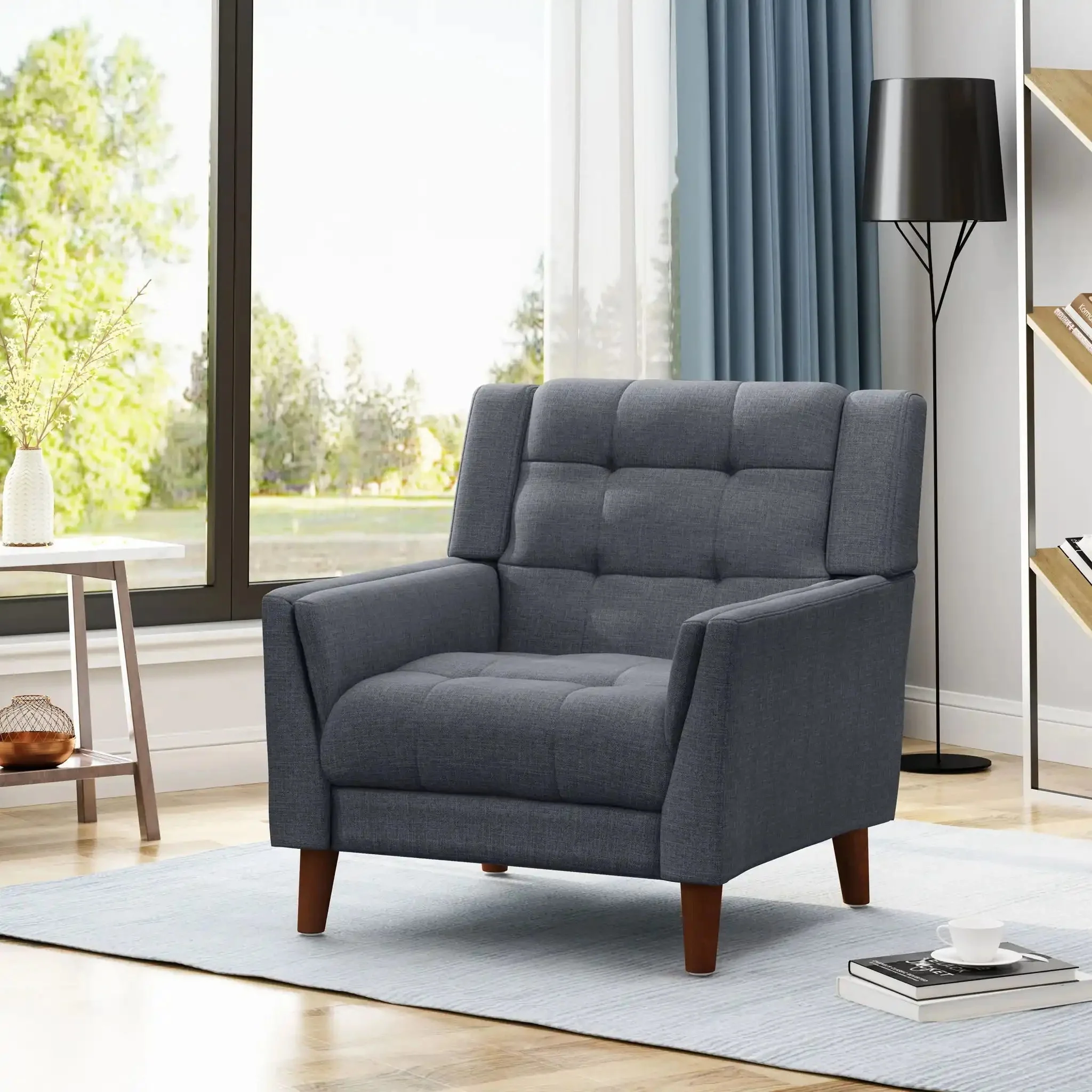 Luminaesque - Fabric Upholstered Armchair With Tufted Back - Image 13