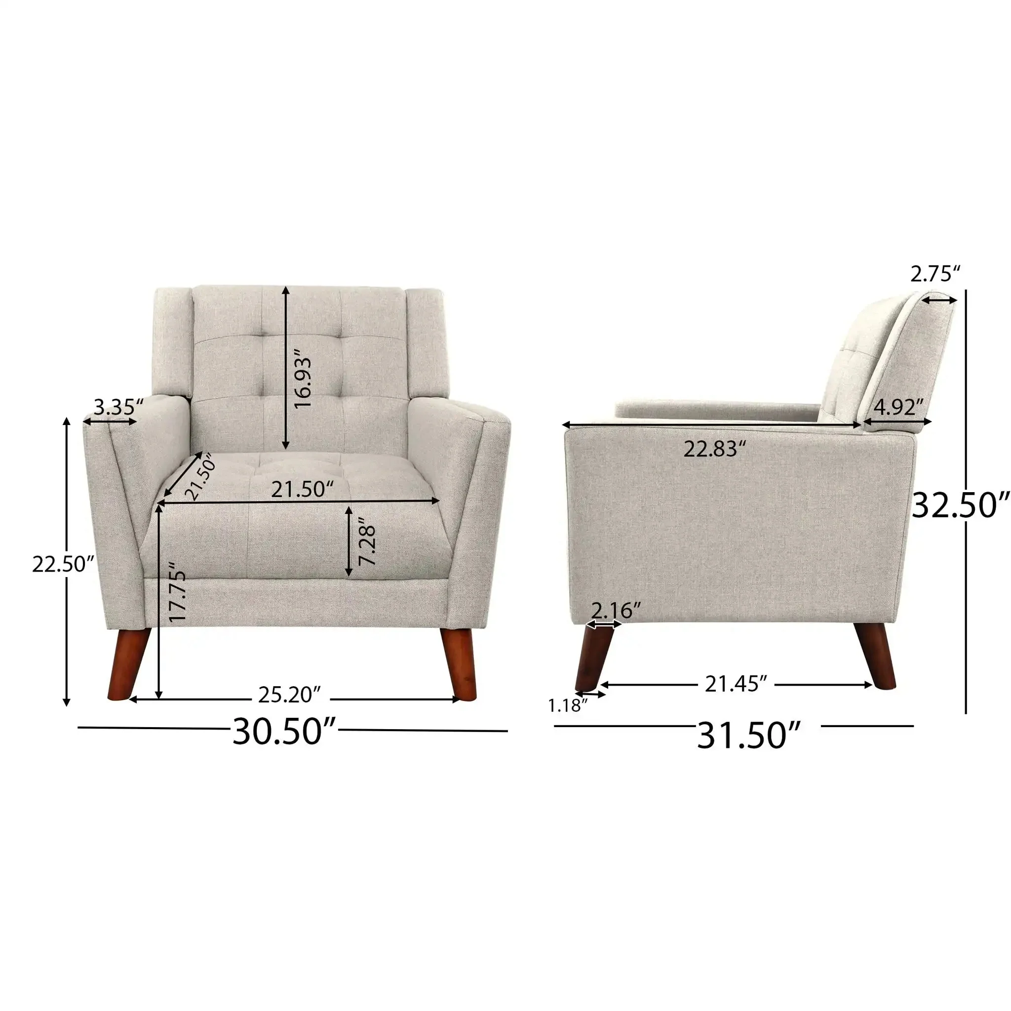 Luminaesque - Fabric Upholstered Armchair With Tufted Back - Image 5