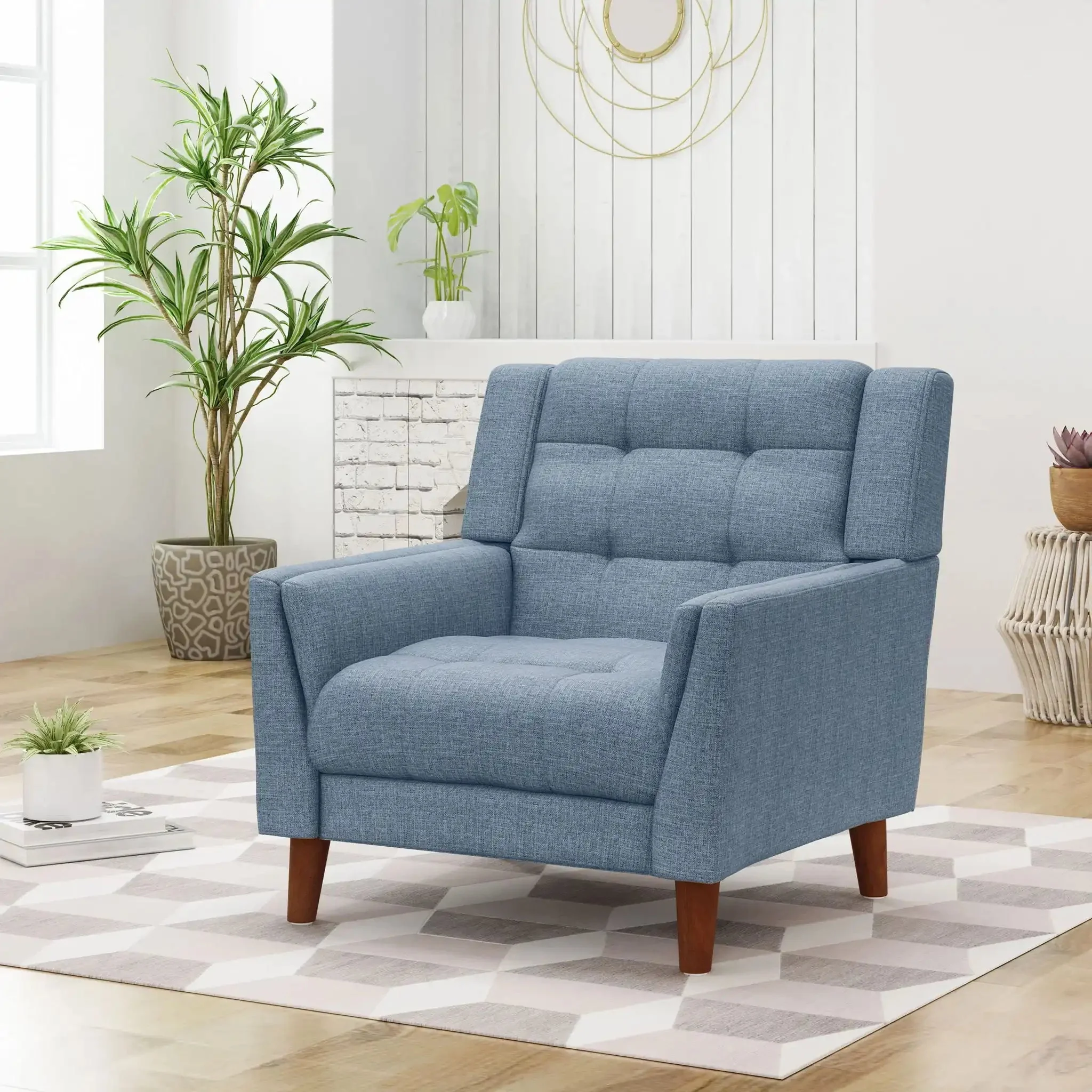 Luminaesque - Fabric Upholstered Armchair With Tufted Back - Image 6