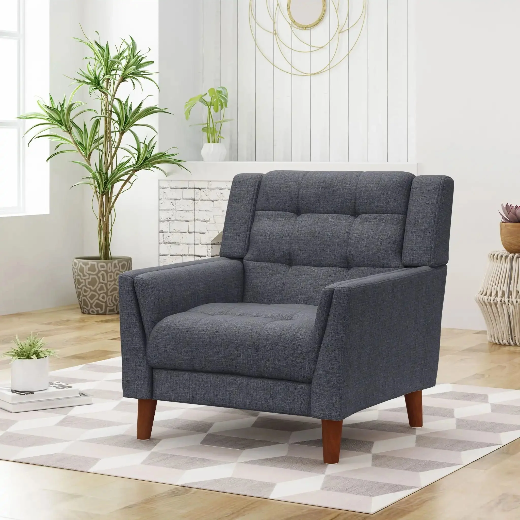 Luminaesque - Fabric Upholstered Armchair With Tufted Back - Image 8