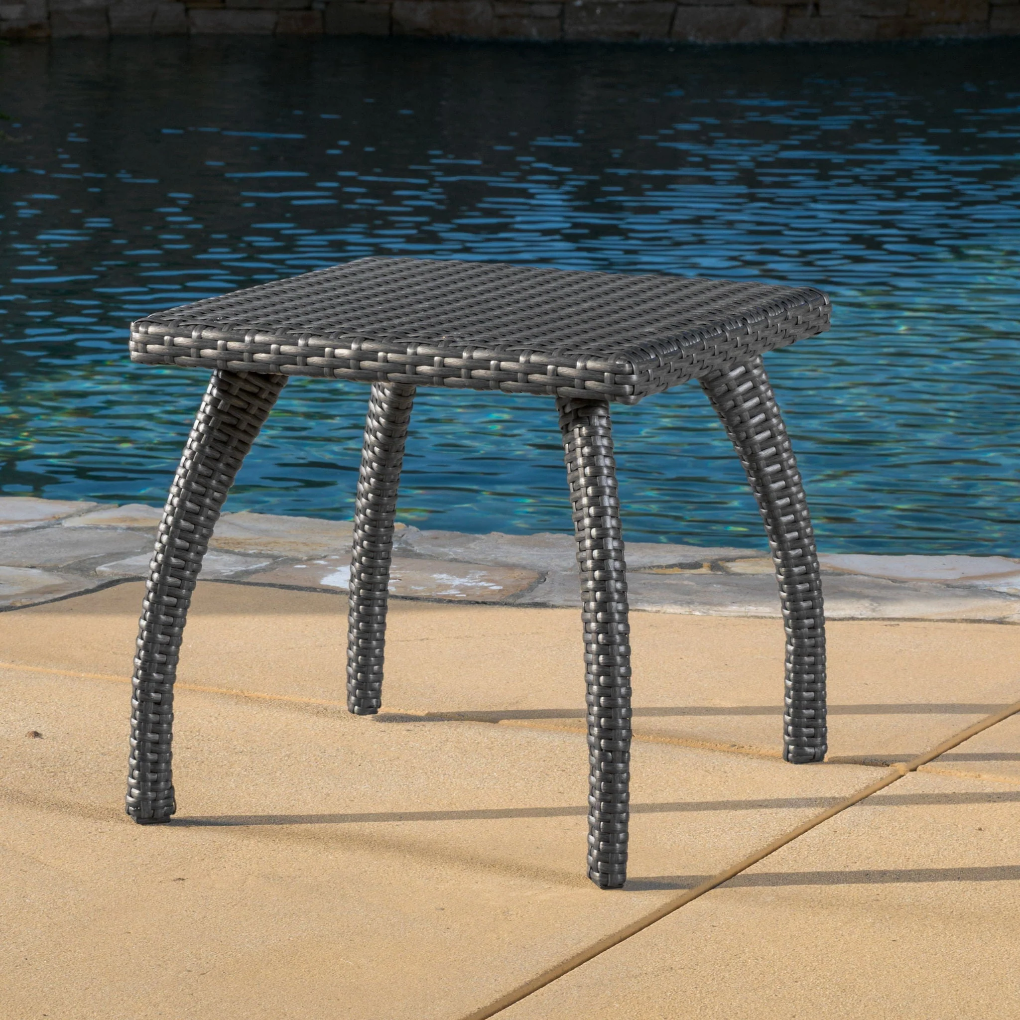 Luminant Outdoor Side Table with Iron Frame - Gray - Image 4
