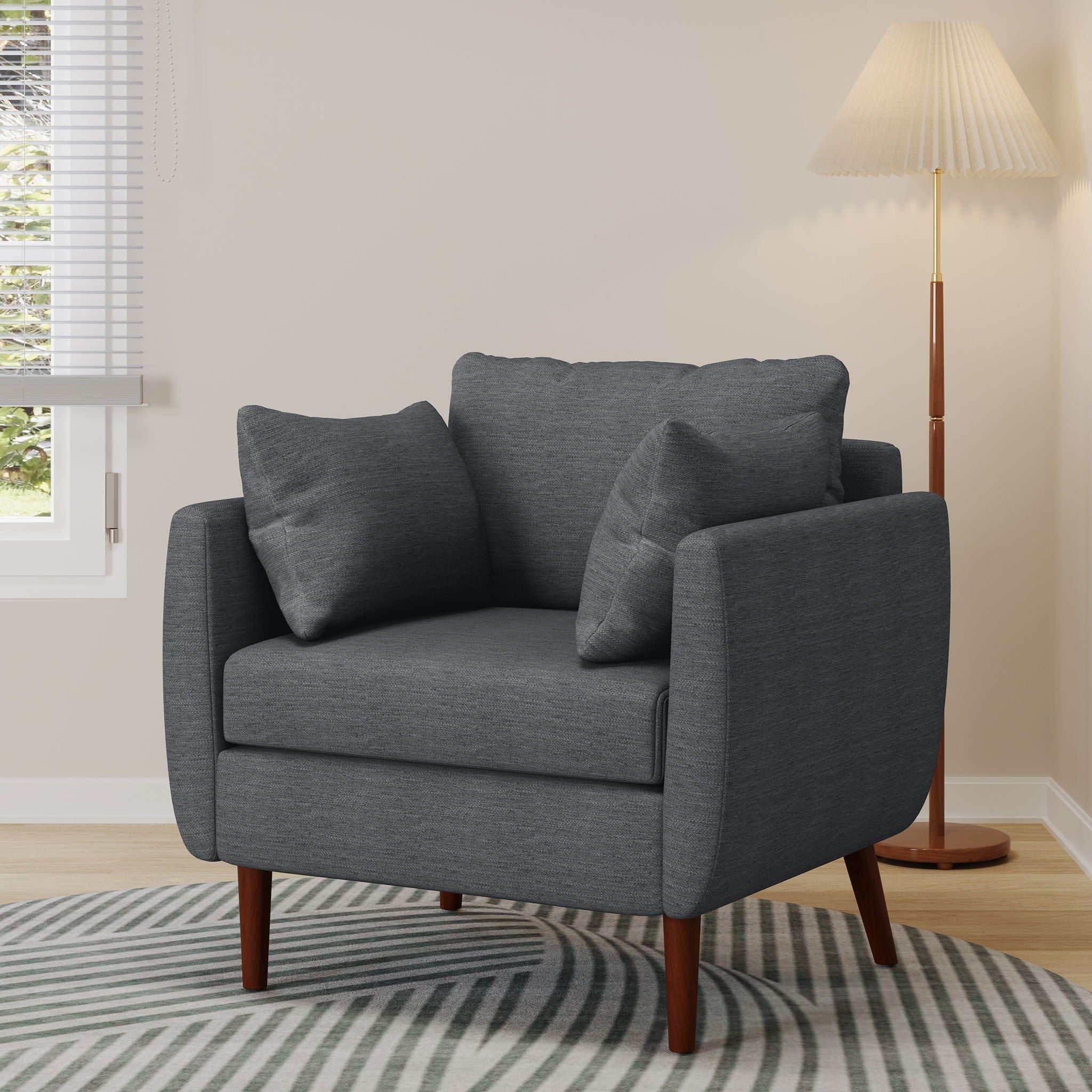 Luminate - Upholstered Fabric Club Chair With Tapered Legs And 2 Accent Pillows - Image 10