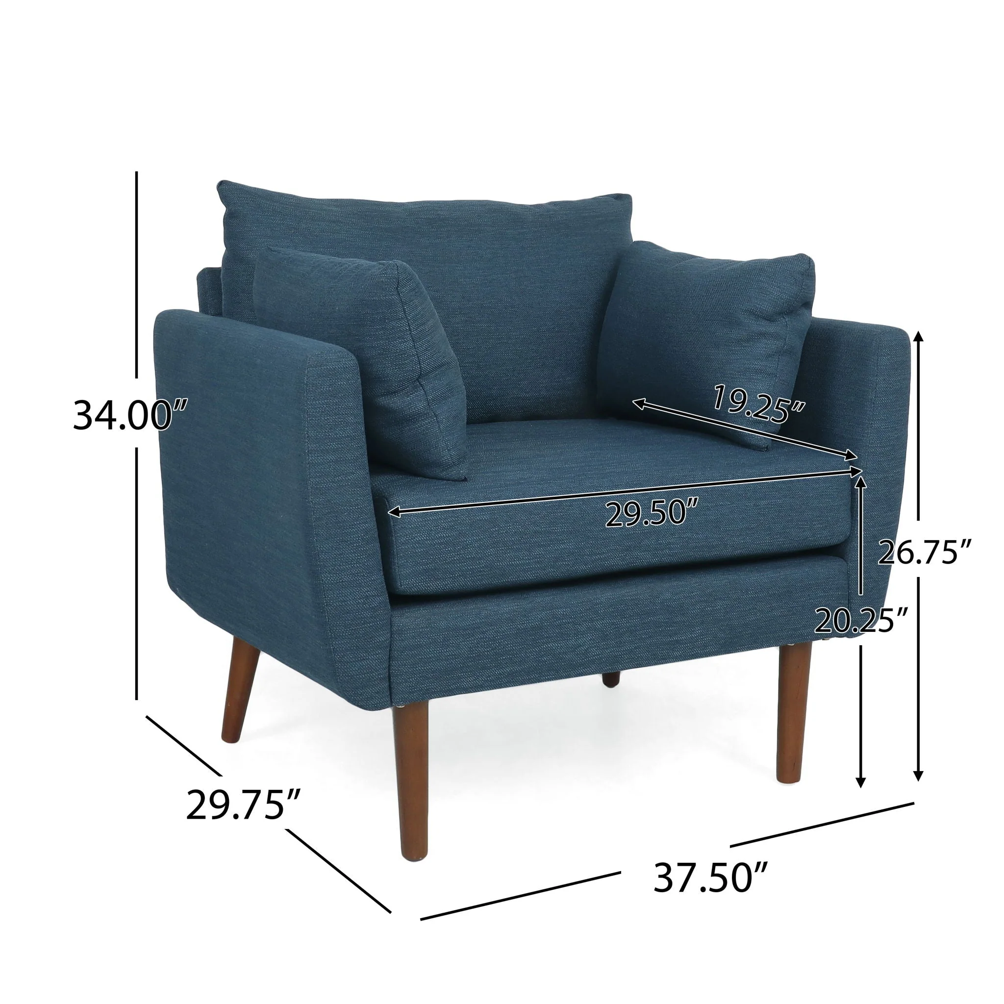 Luminate - Upholstered Fabric Club Chair With Tapered Legs And 2 Accent Pillows - Image 6