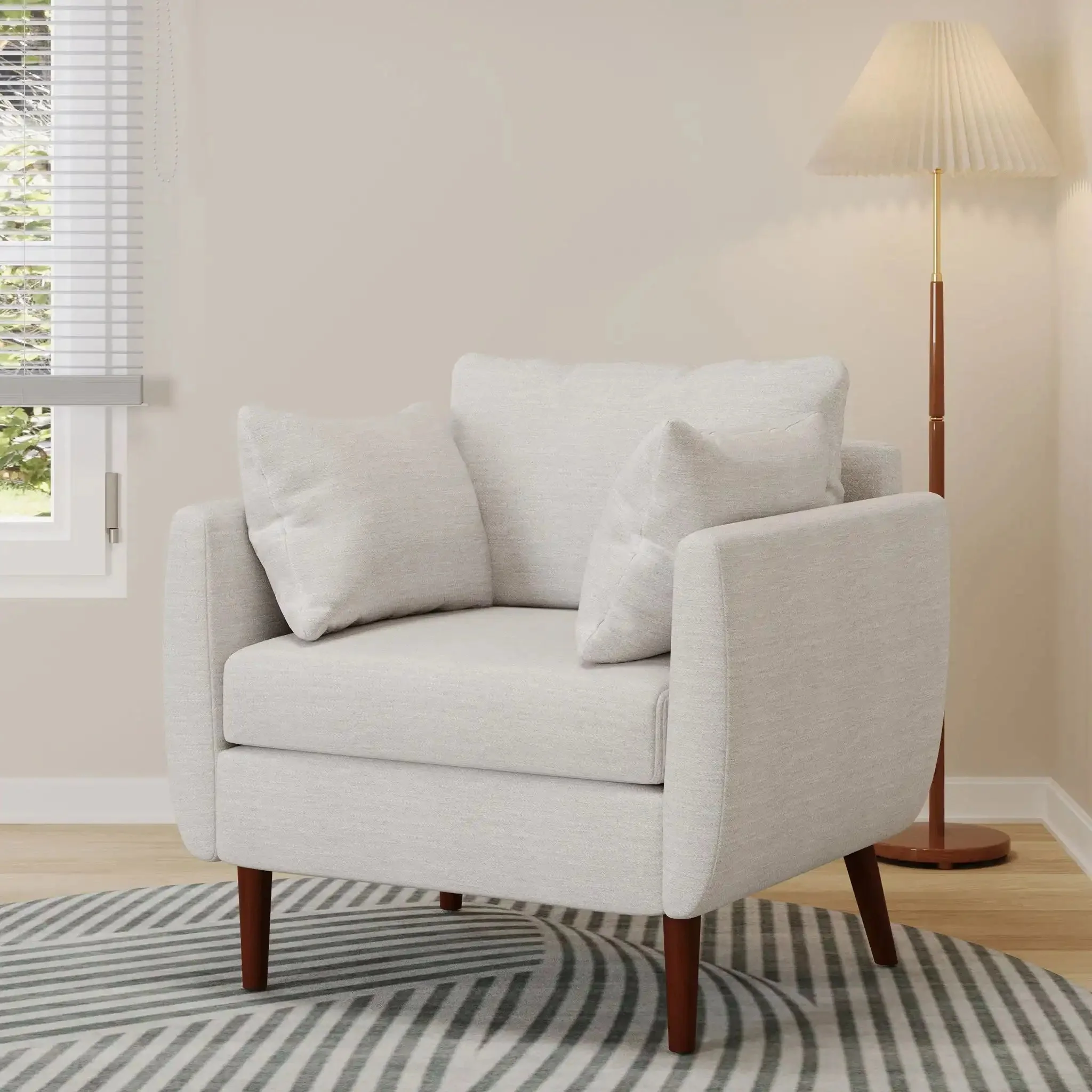 Luminate - Upholstered Fabric Club Chair With Tapered Legs And 2 Accent Pillows - Image 7