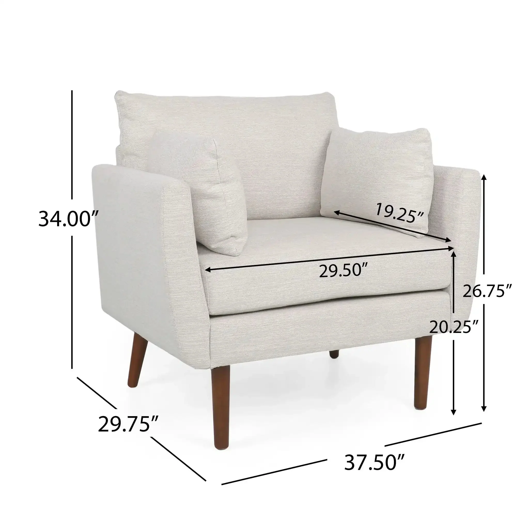 Luminate - Upholstered Fabric Club Chair With Tapered Legs And 2 Accent Pillows - Image 8