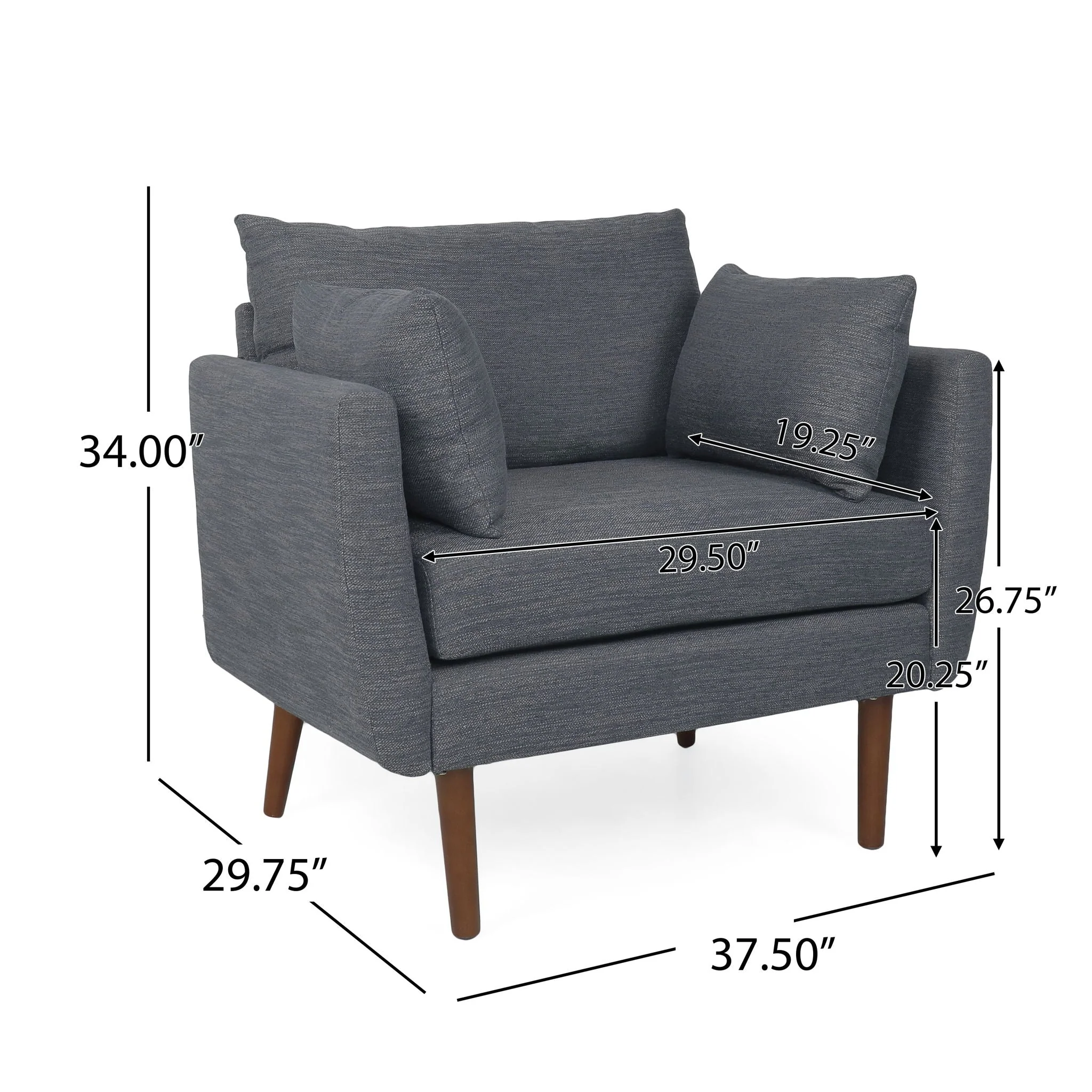 Luminate - Upholstered Fabric Club Chair With Tapered Legs And 2 Accent Pillows - Image 9