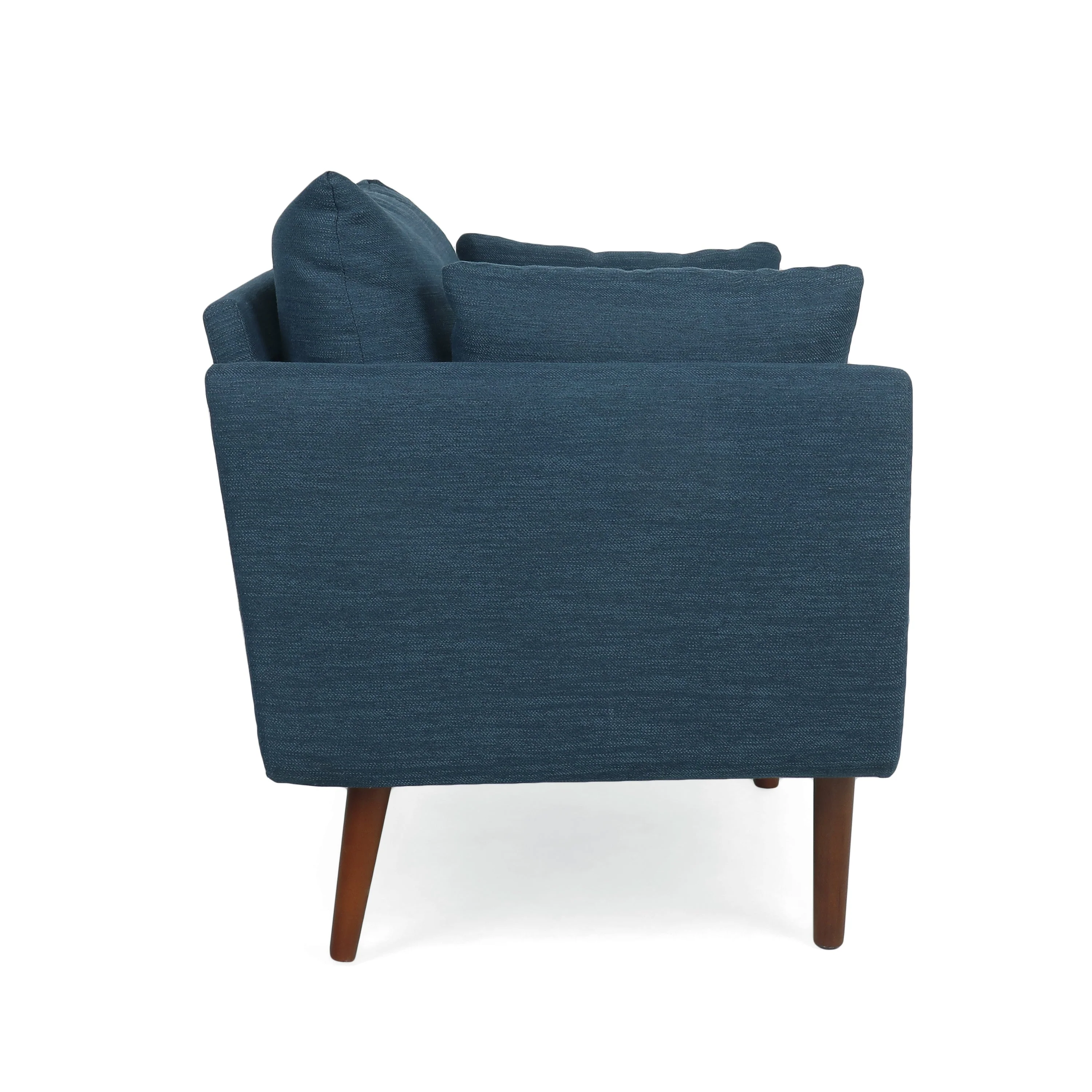 Luminate Upholstered Fabric Club Chair with Tapered Legs and 2 Accent Pillows, Navy Blue - Image 8