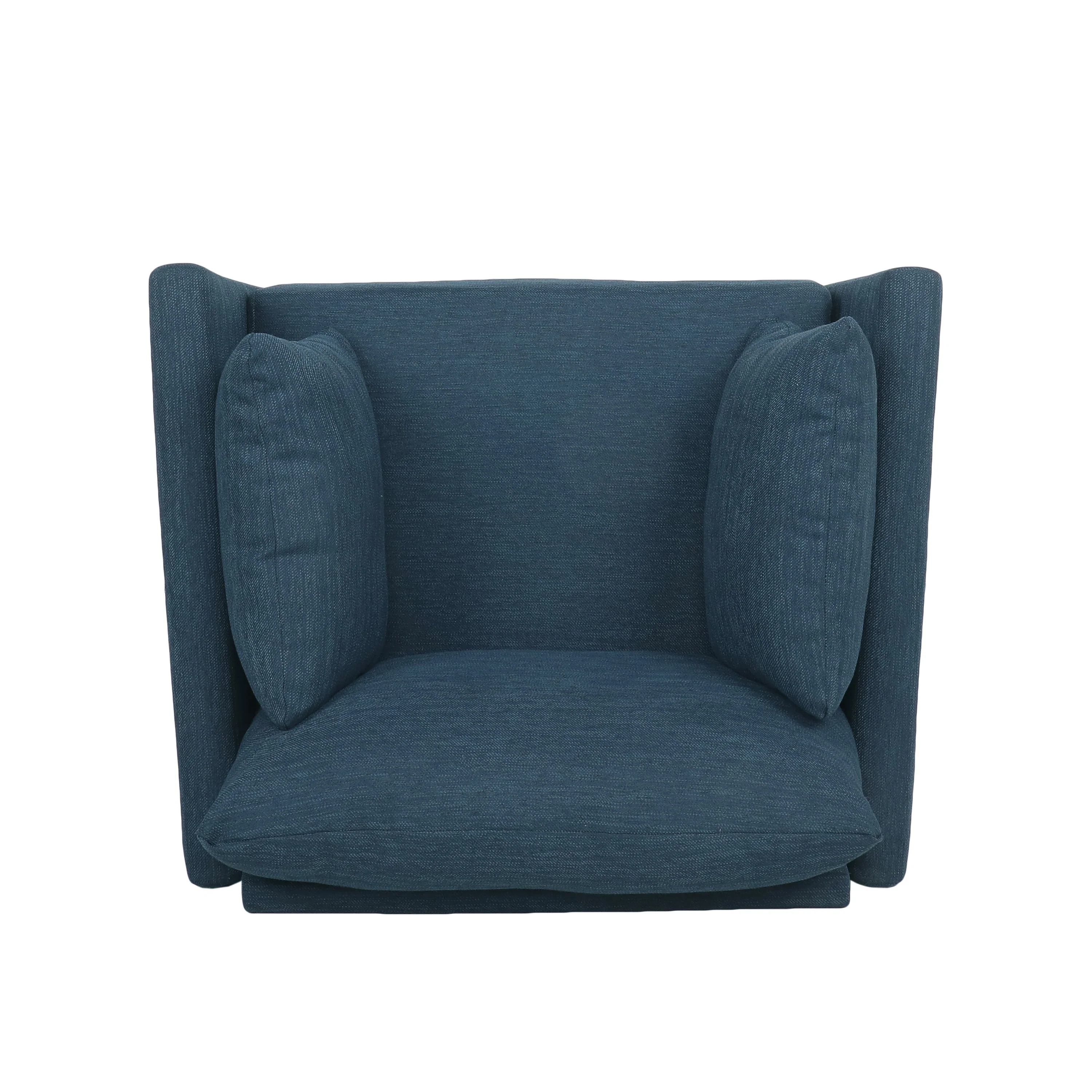 Luminate Upholstered Fabric Club Chair with Tapered Legs and 2 Accent Pillows, Navy Blue - Image 9