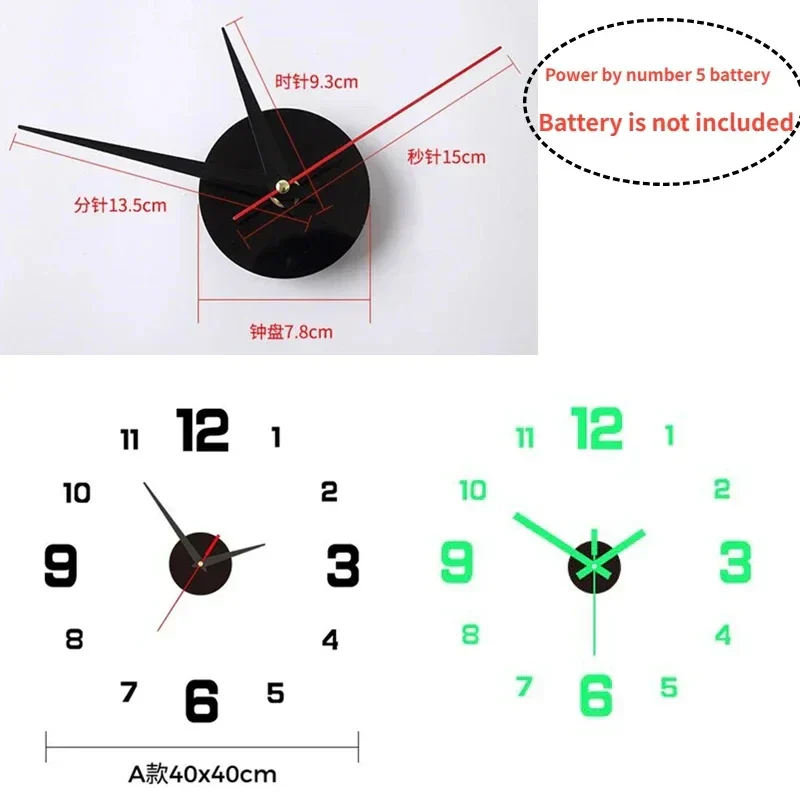 Luminous Digital Wall Clock Silent LED 3D DIY Modern Bedroom Living Room Decor - Image 2