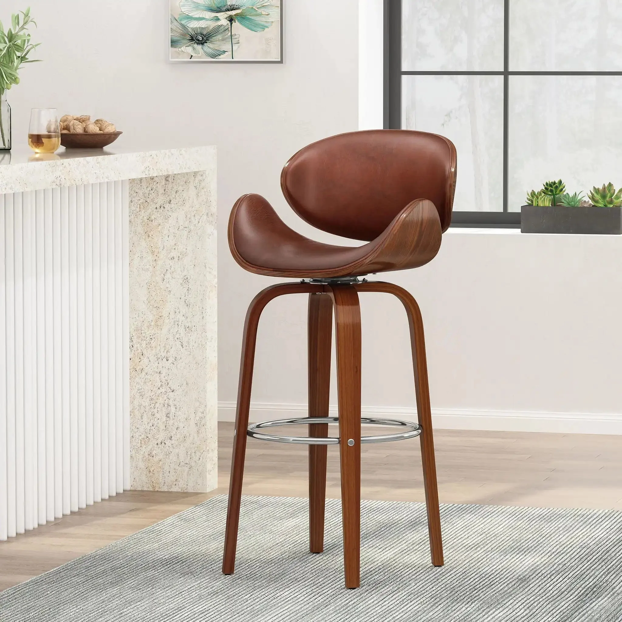 Lumos - Mid Century Modern Upholstered Swivel Barstool - Image 11