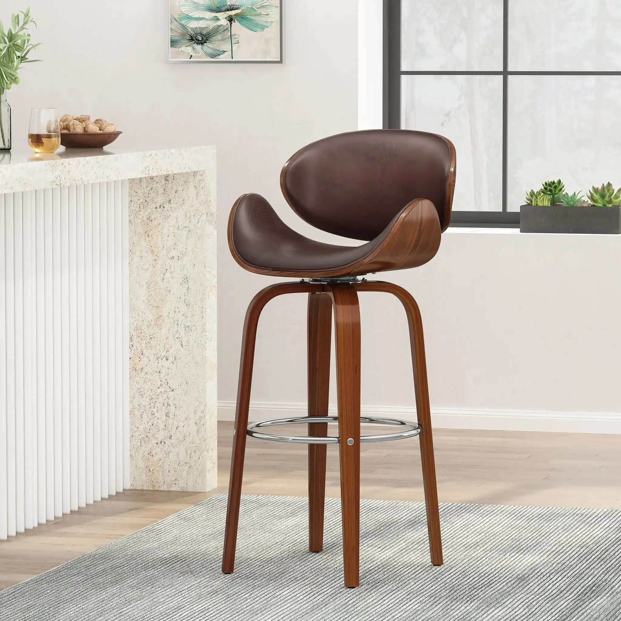 Lumos - Mid Century Modern Upholstered Swivel Barstool - Image 12