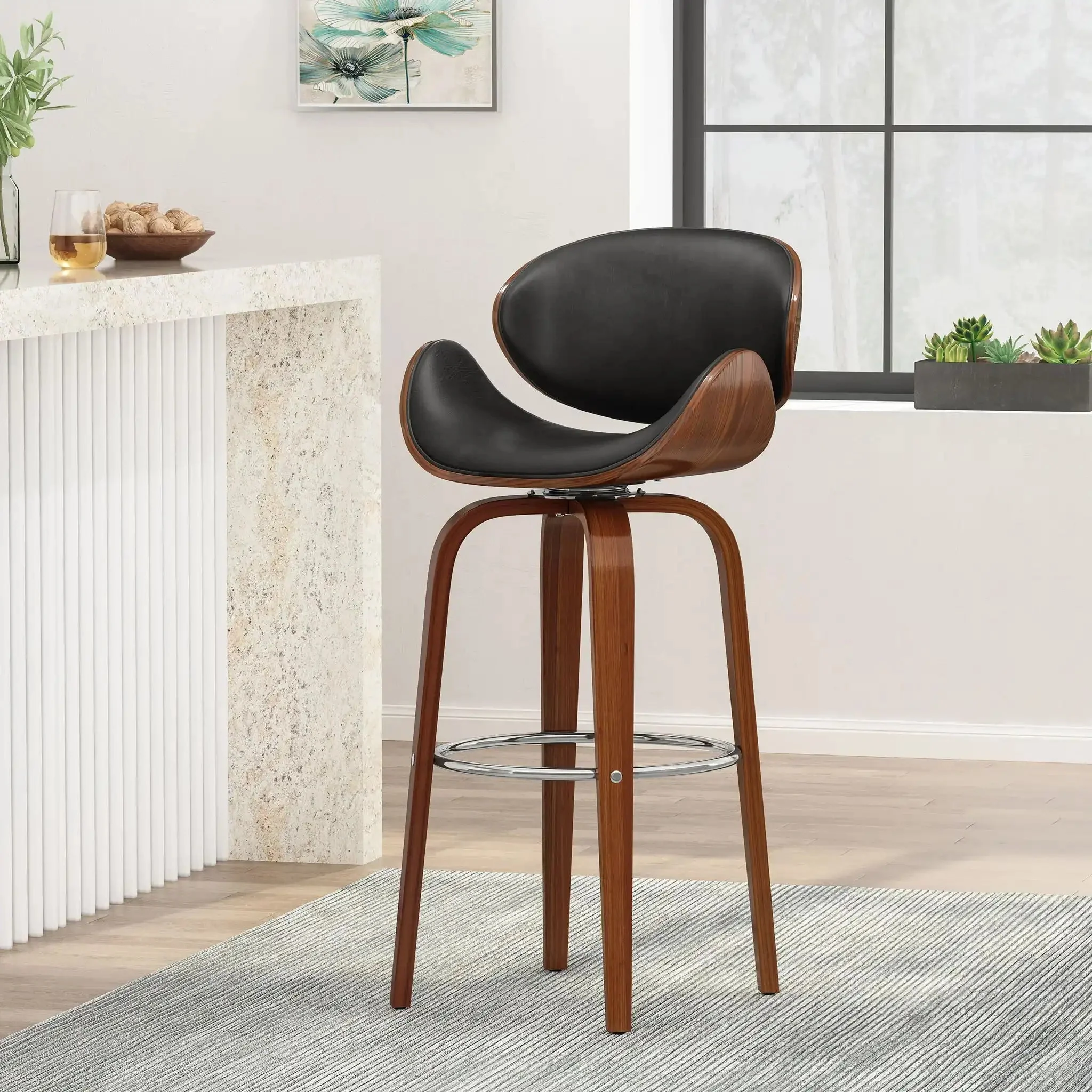 Lumos - Mid Century Modern Upholstered Swivel Barstool - Image 5