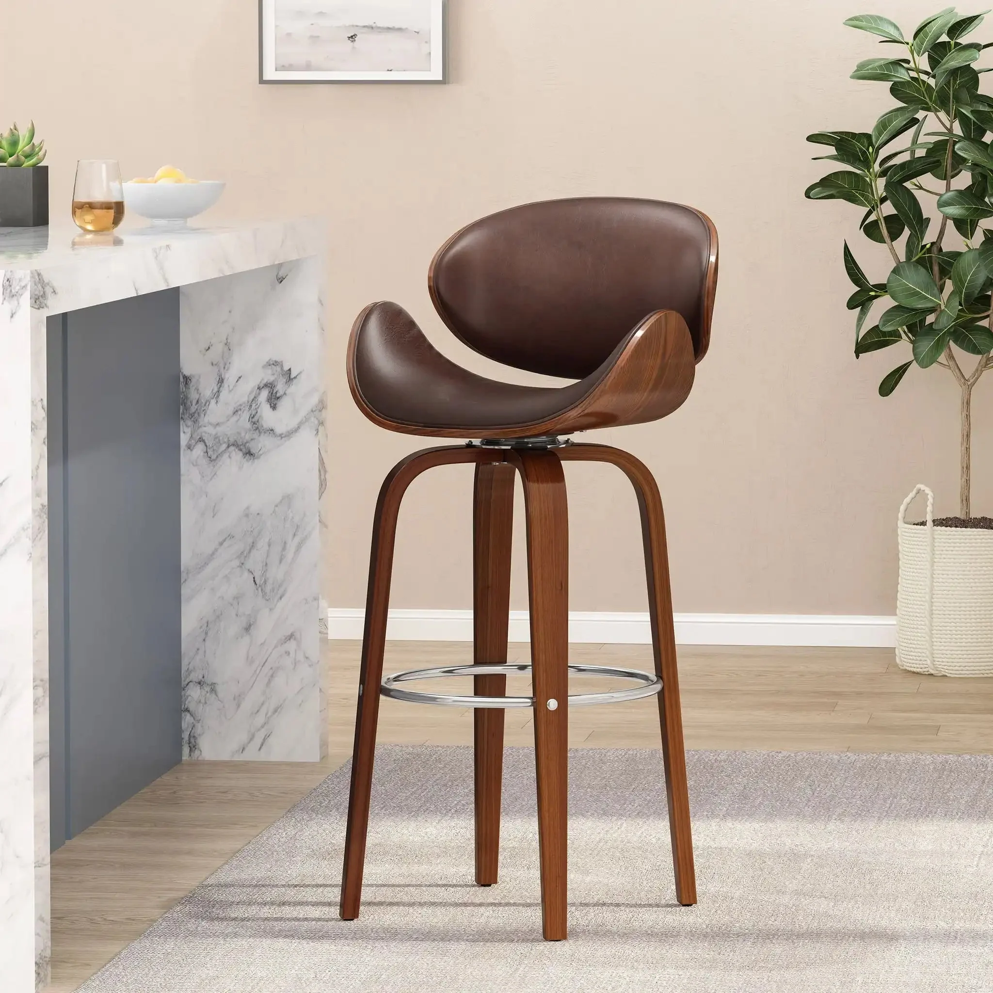 Lumos - Mid Century Modern Upholstered Swivel Barstool - Image 7