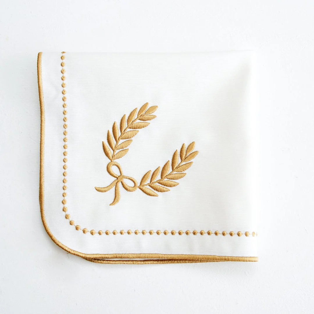 LUNA IVORY GOLD TRIM FABRIC PLACEMAT NAPKIN SET - Image 7