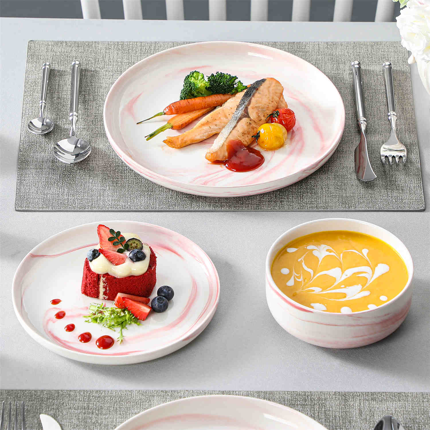 Luna Marble Blue 12 Piece Dinnerware Set - Image 15