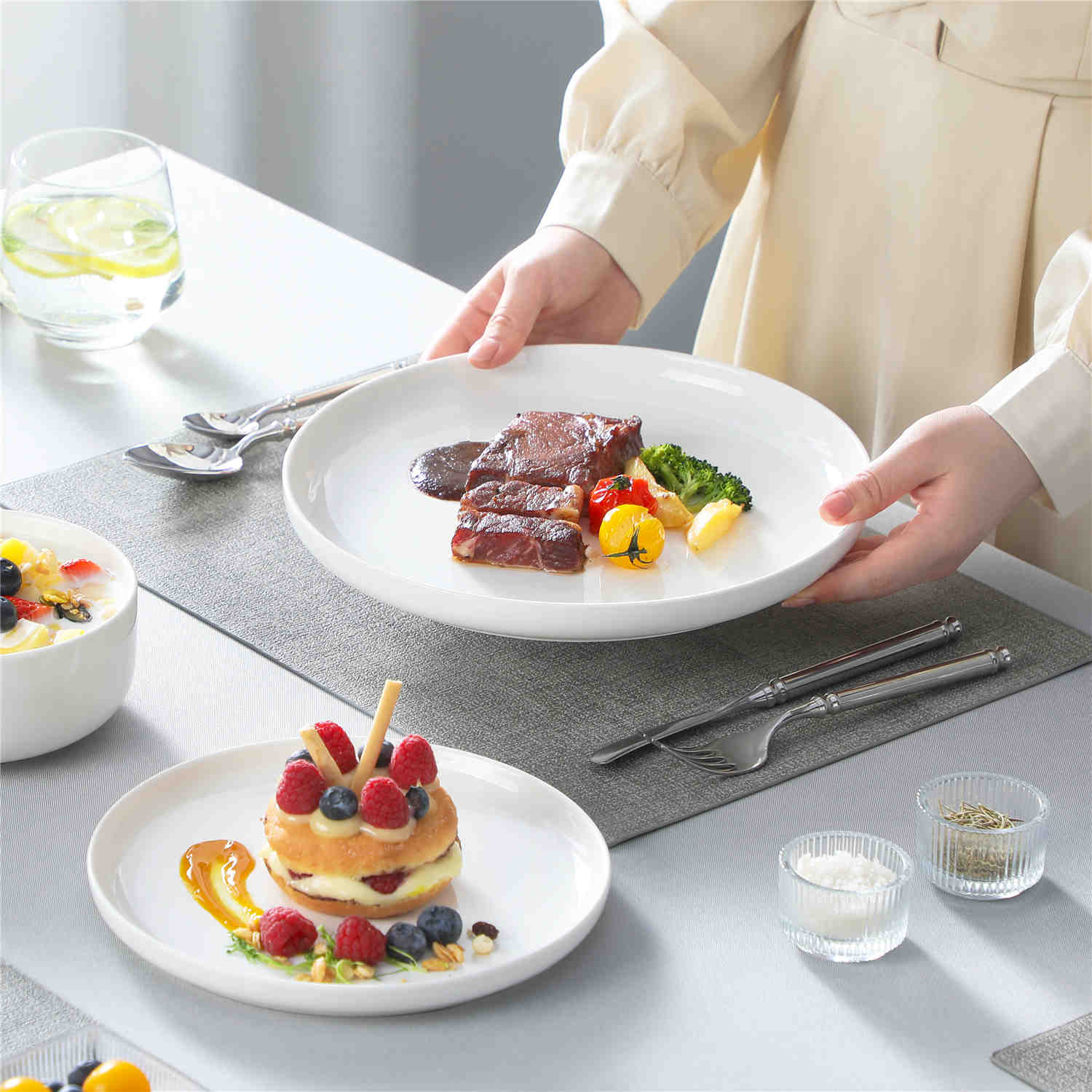 Luna Marble Blue 12 Piece Dinnerware Set - Image 38