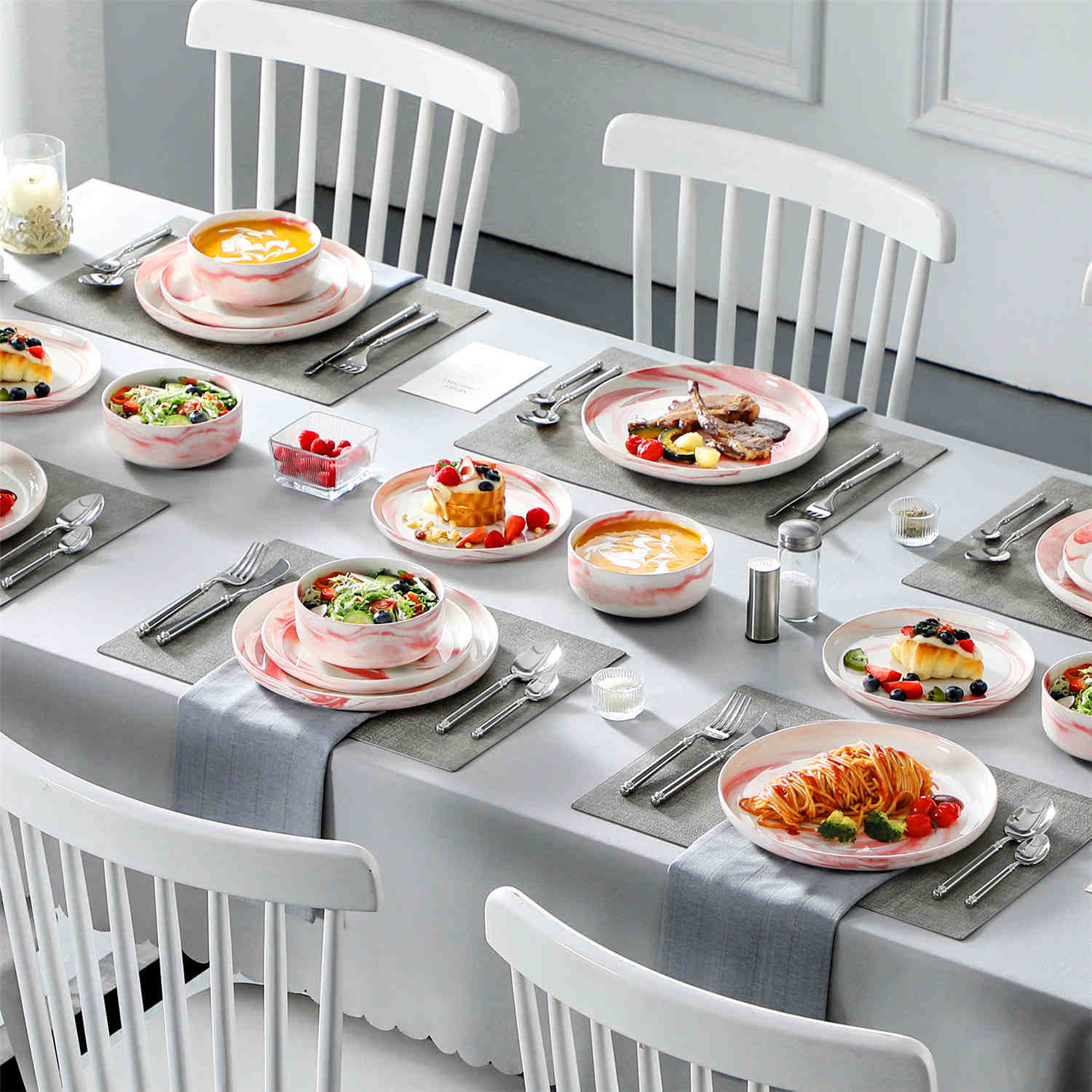 Luna Marble Blue 18 Piece Dinnerware Set - Image 42