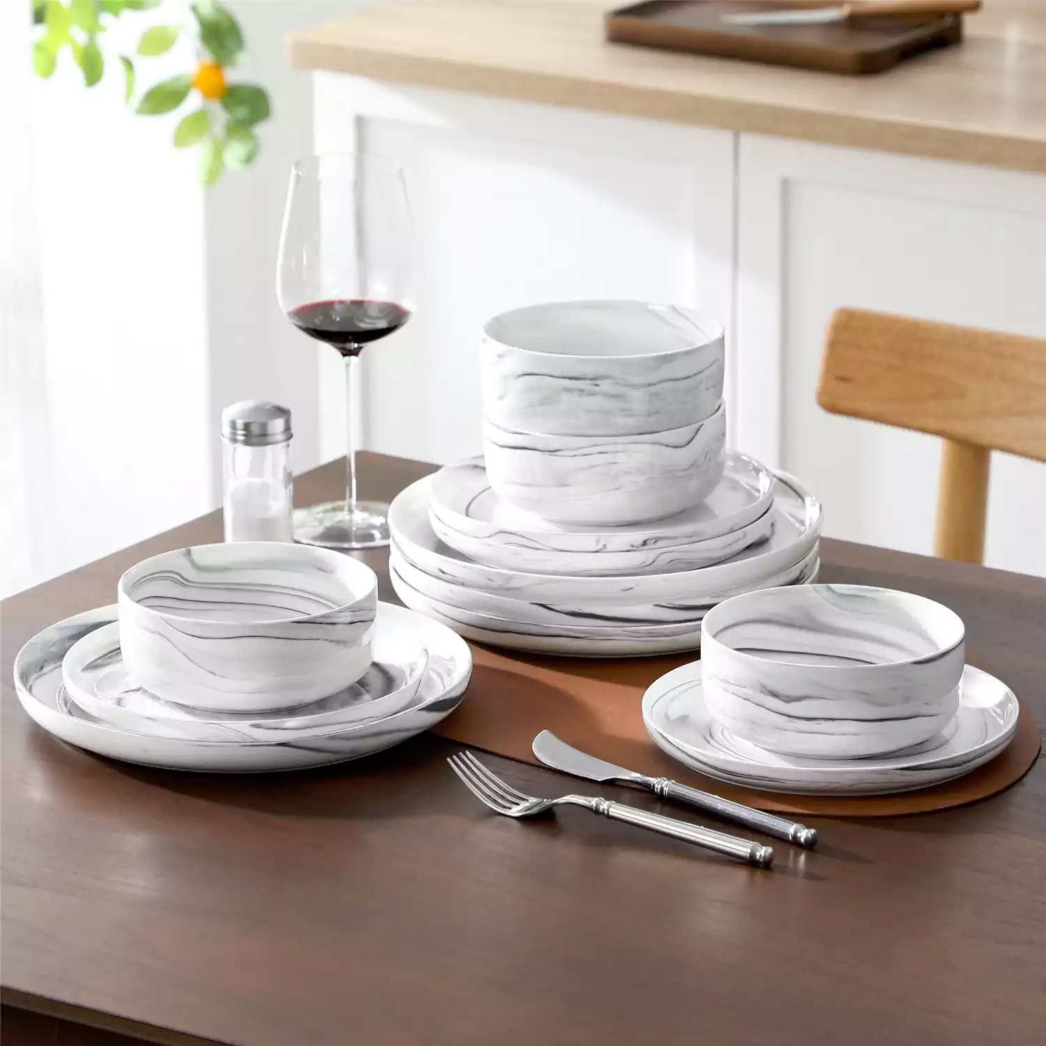 Luna Marble Blue 24 Piece Dinnerware Set for 8 - Image 9
