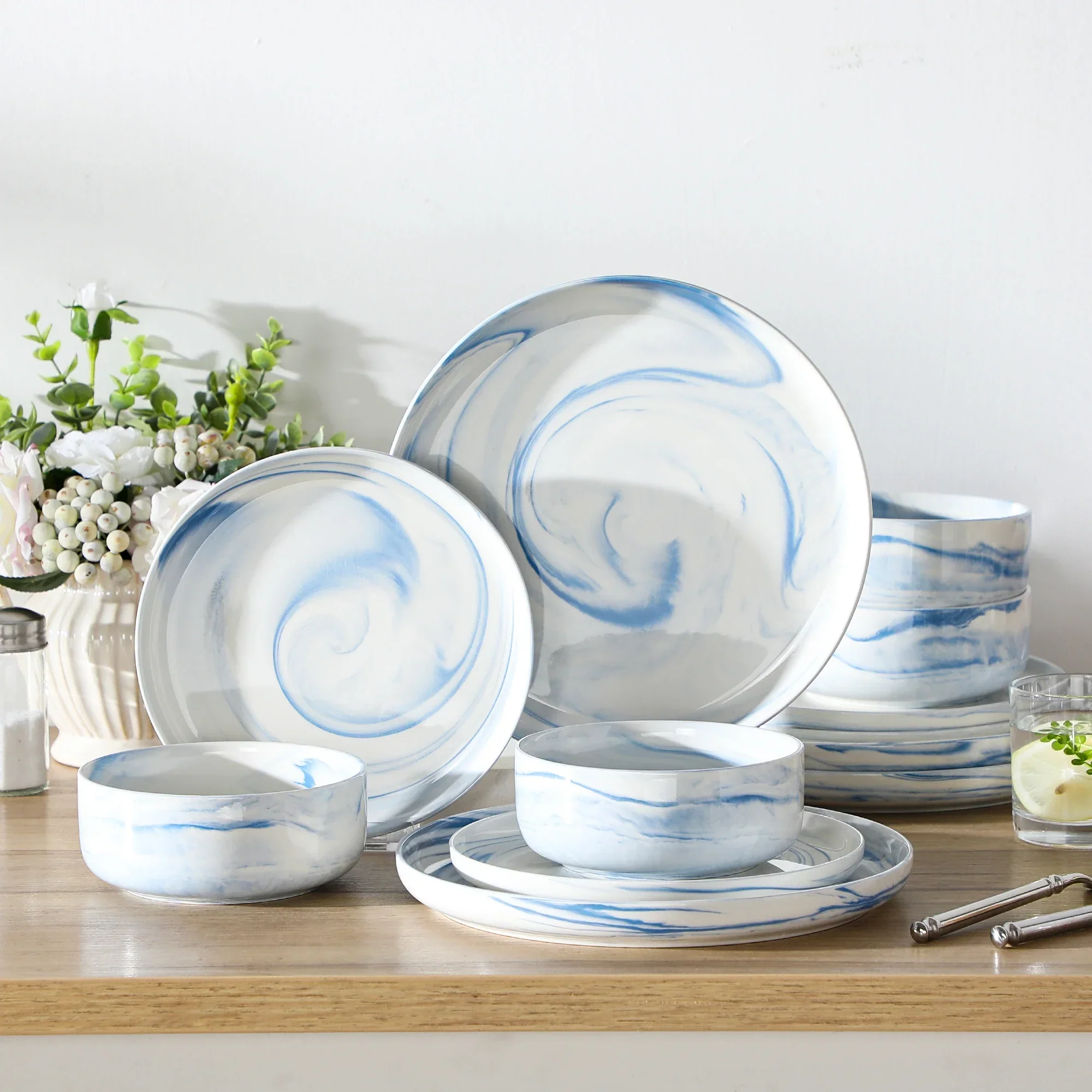 Luna Marble Grey 12 Piece Dinnerware Set - Image 21