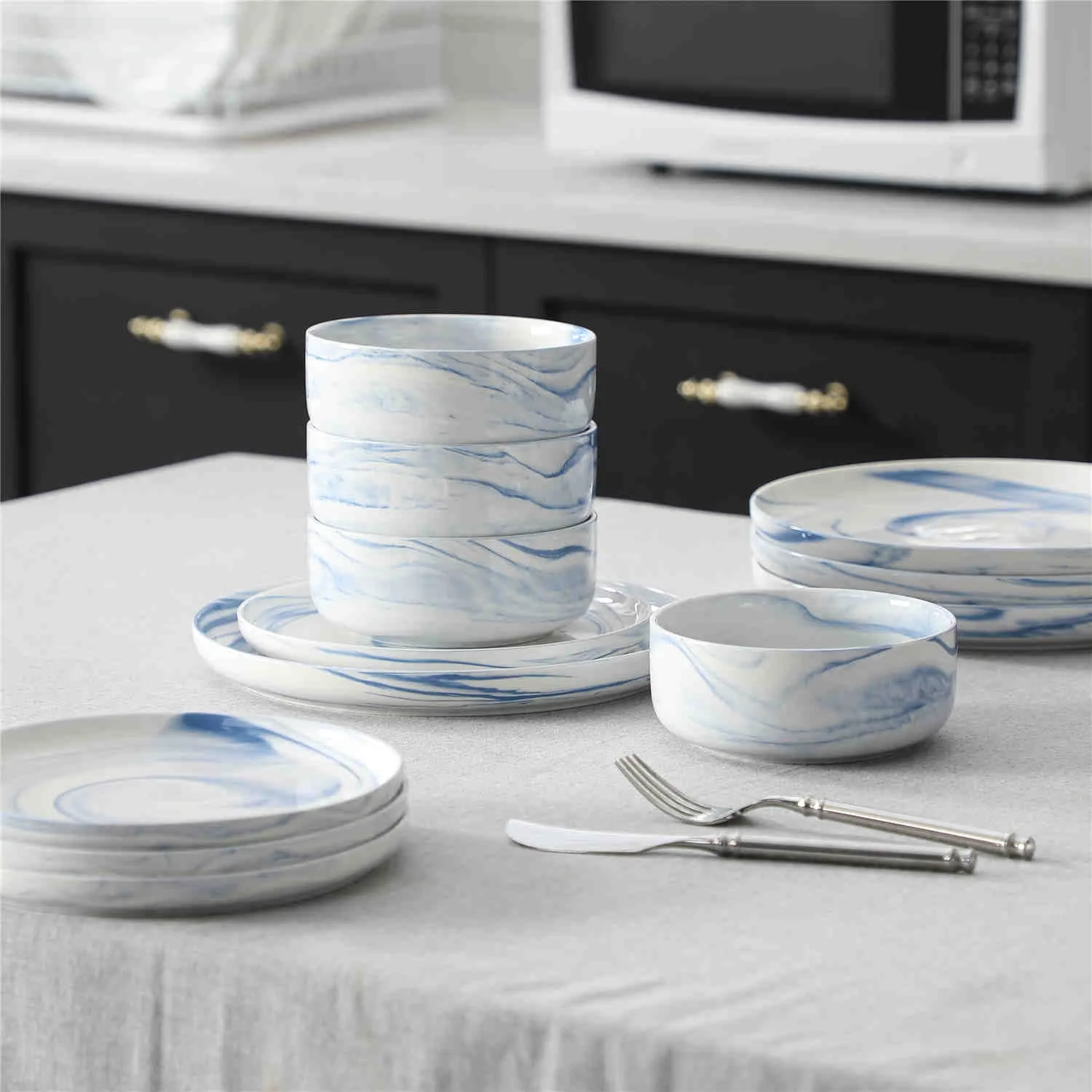 Luna Marble Grey 12 Piece Dinnerware Set - Image 23