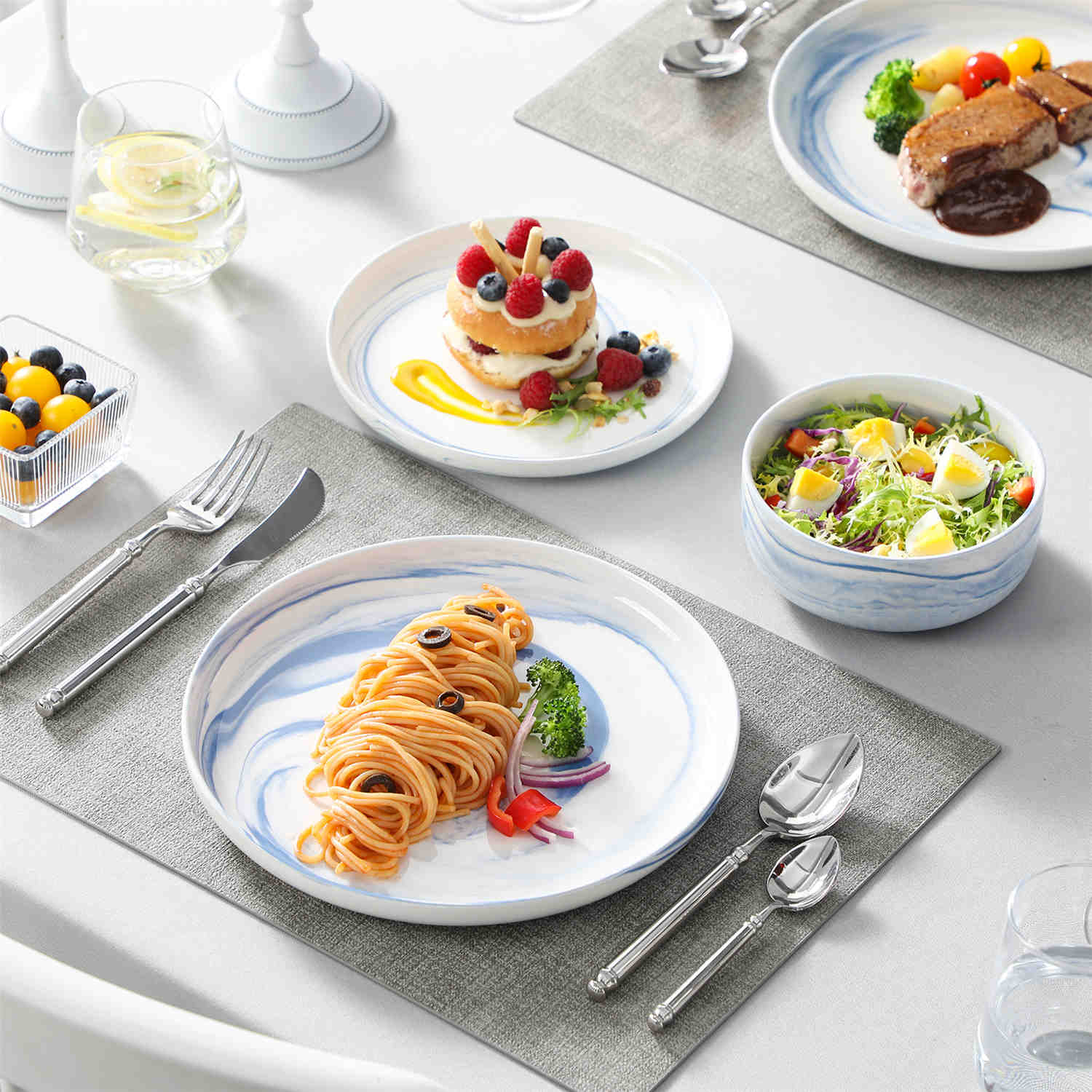 Luna Marble Grey 12 Piece Dinnerware Set - Image 28