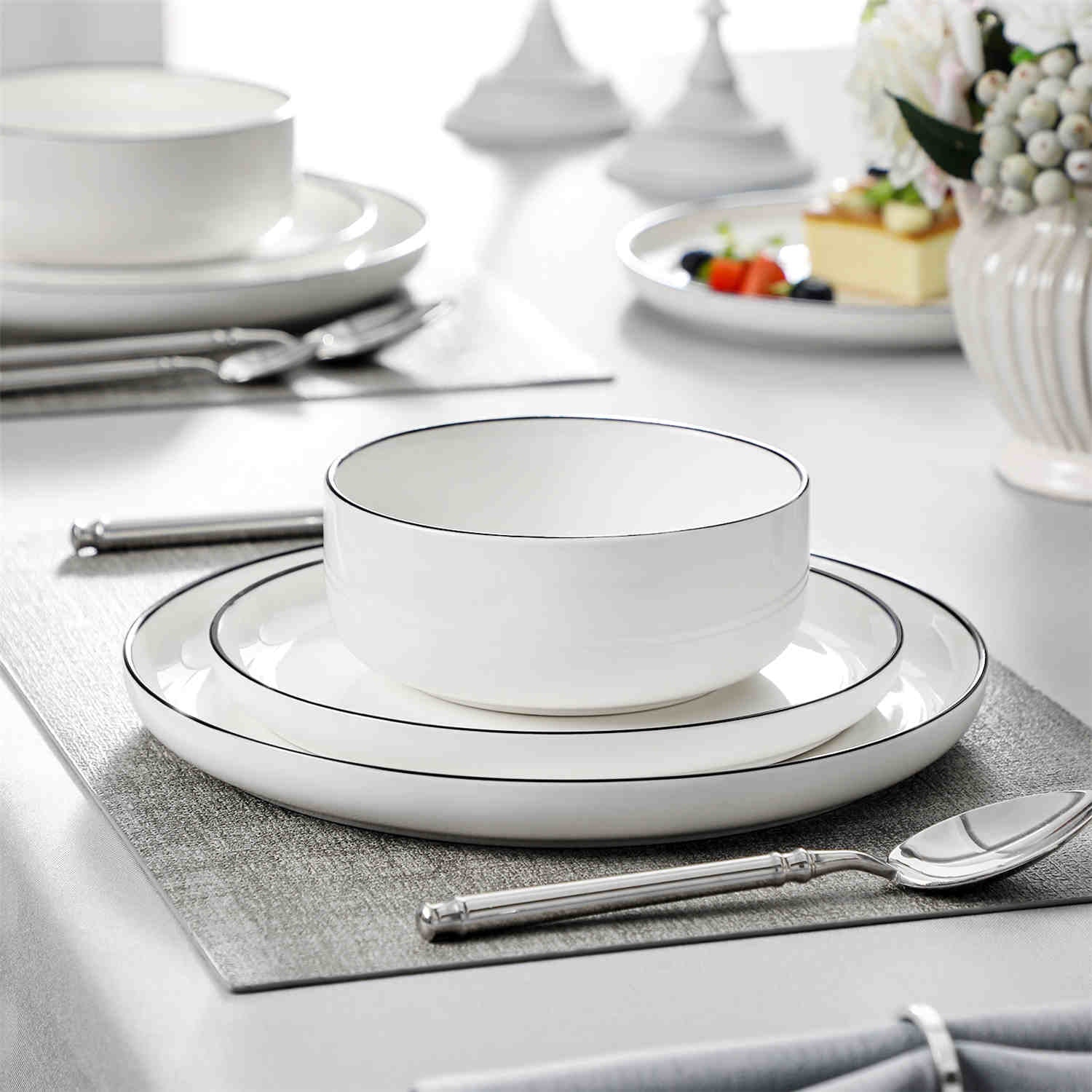 Luna Marble Grey 18 Piece Dinnerware Set - Image 20