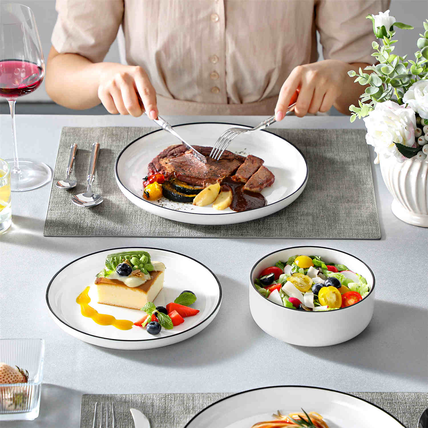Luna Marble Grey 18 Piece Dinnerware Set - Image 21