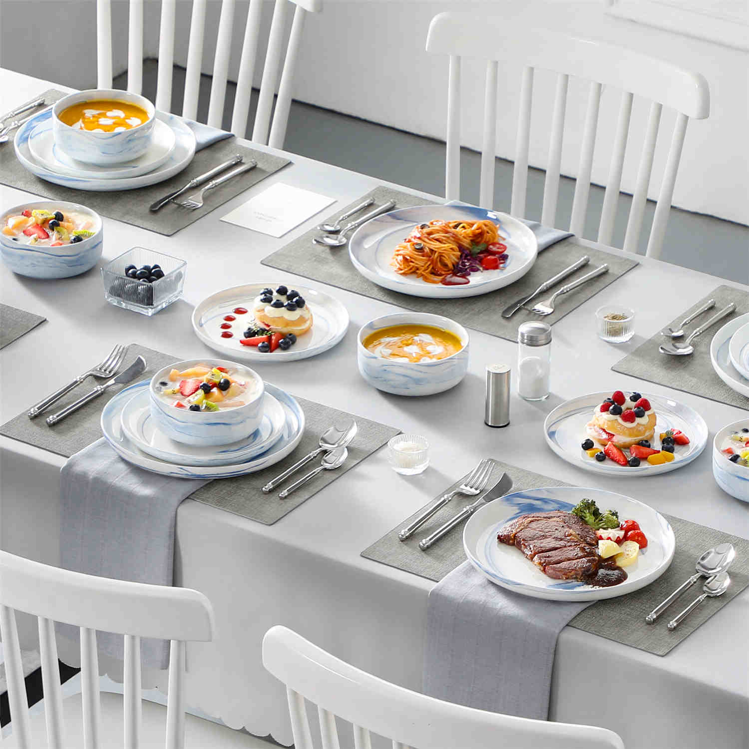 Luna Marble Grey 18 Piece Dinnerware Set - Image 30