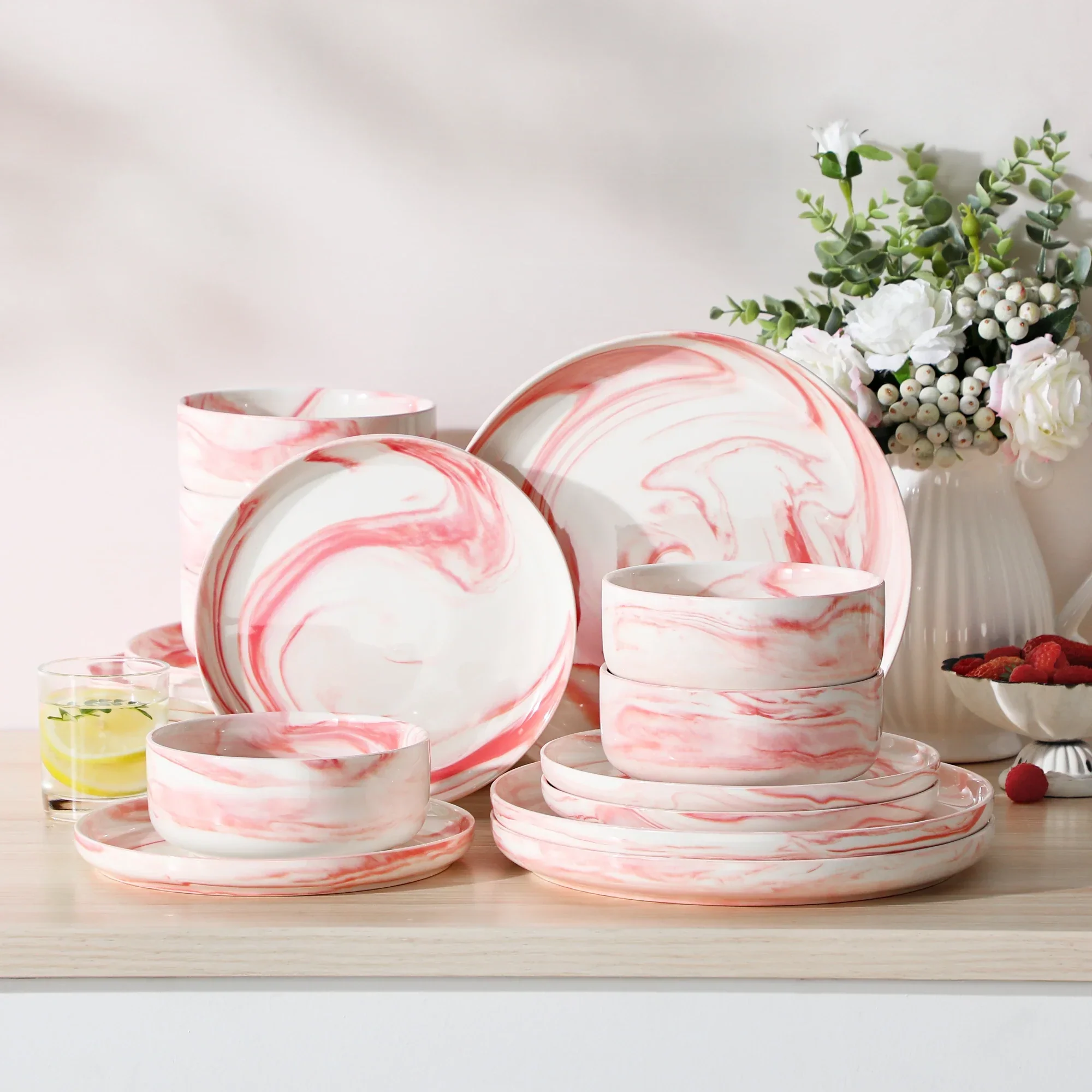 Luna Marble Grey 18 Piece Dinnerware Set - Image 35