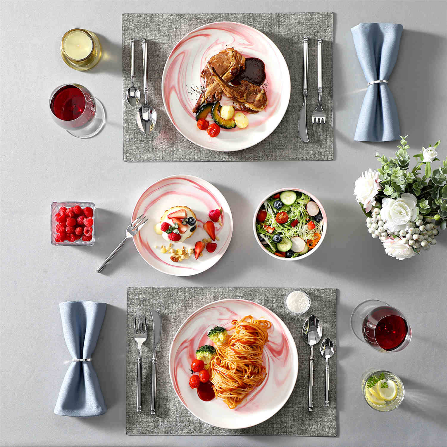 Luna Marble Grey 18 Piece Dinnerware Set - Image 40