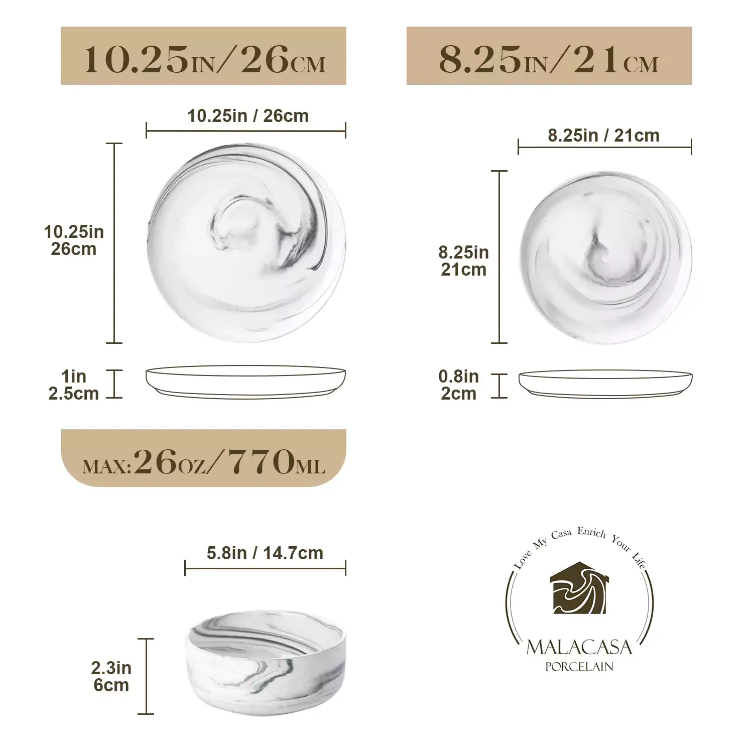 Luna Marble Grey 18 Piece Dinnerware Set - Image 43