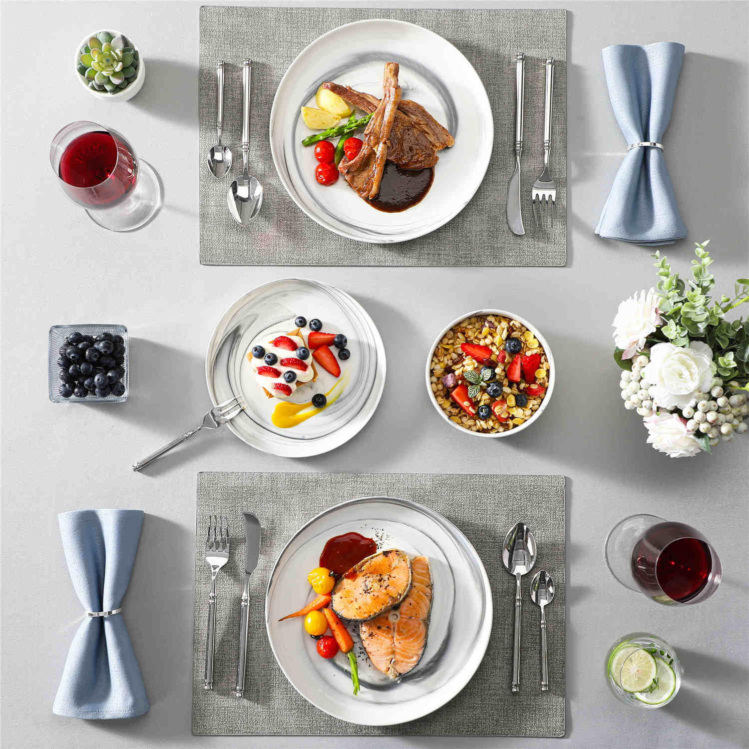 Luna Marble Grey 18 Piece Dinnerware Set - Image 9