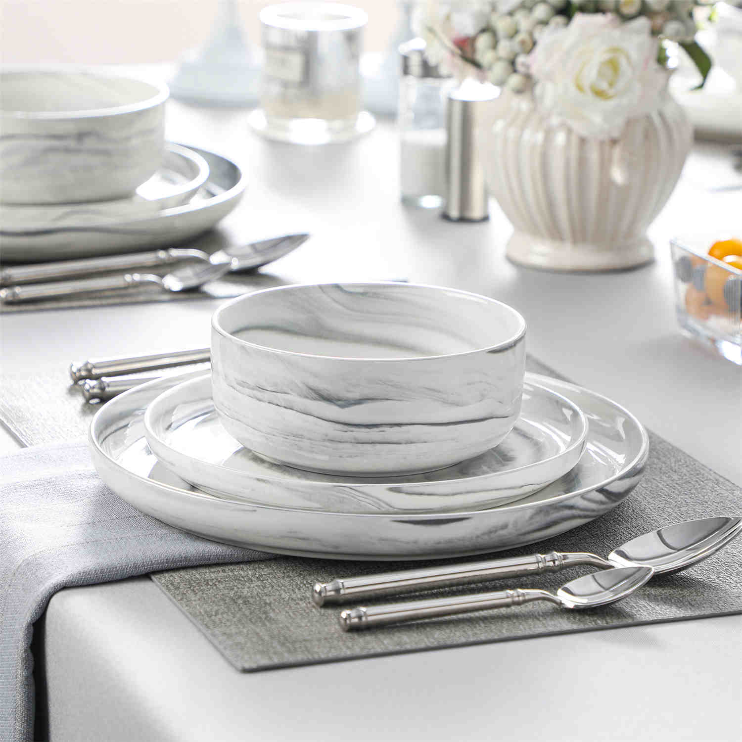 Luna Marble Pink 12 Piece Dinnerware Set - Image 22