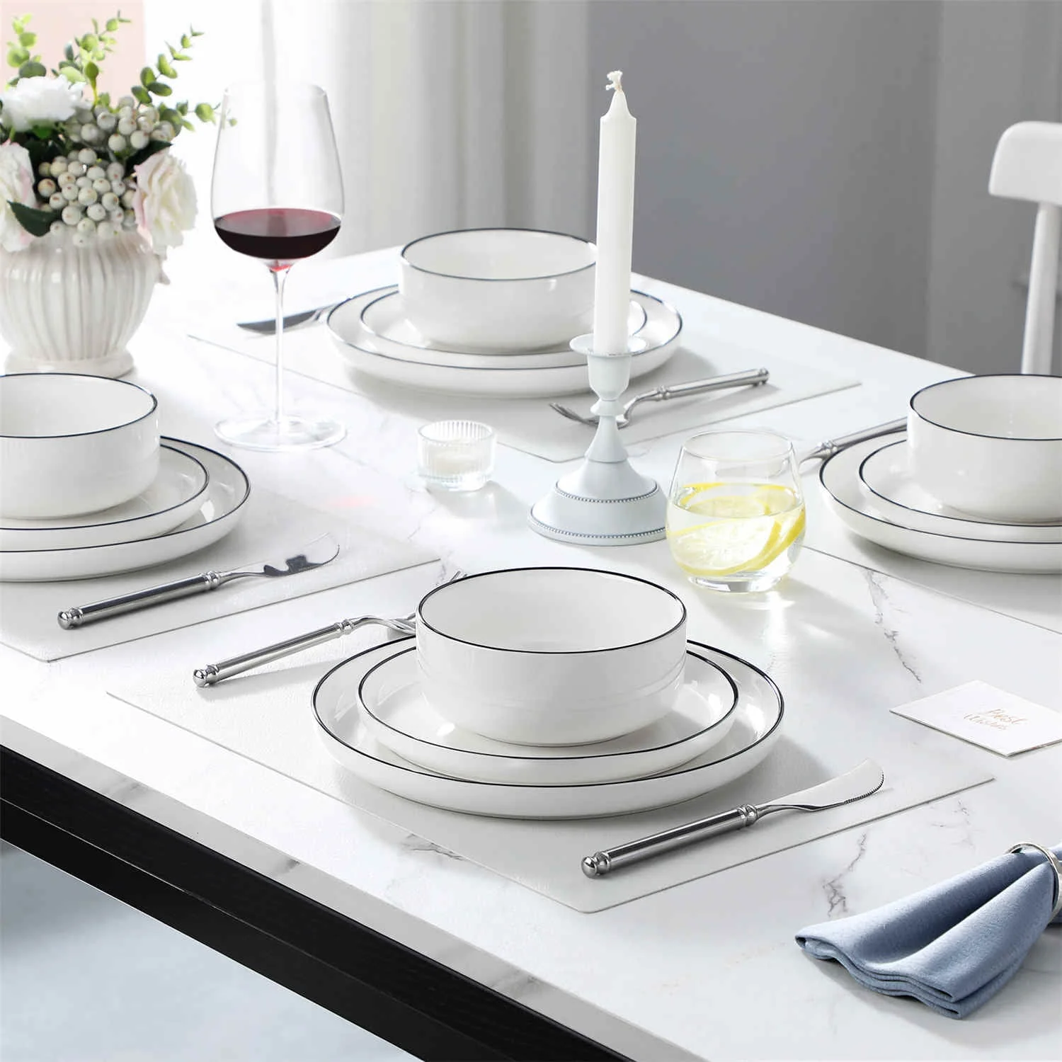 Luna Marble Pink 12 Piece Dinnerware Set - Image 43
