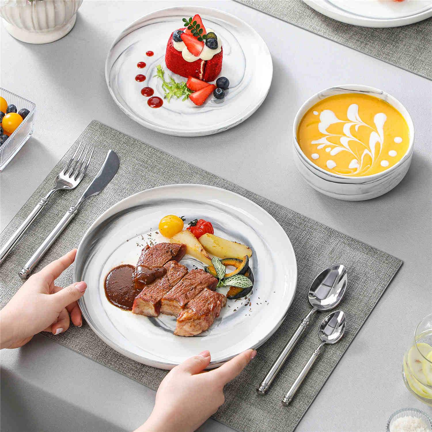 Luna Marble Pink 18 Piece Dinnerware Set - Image 31
