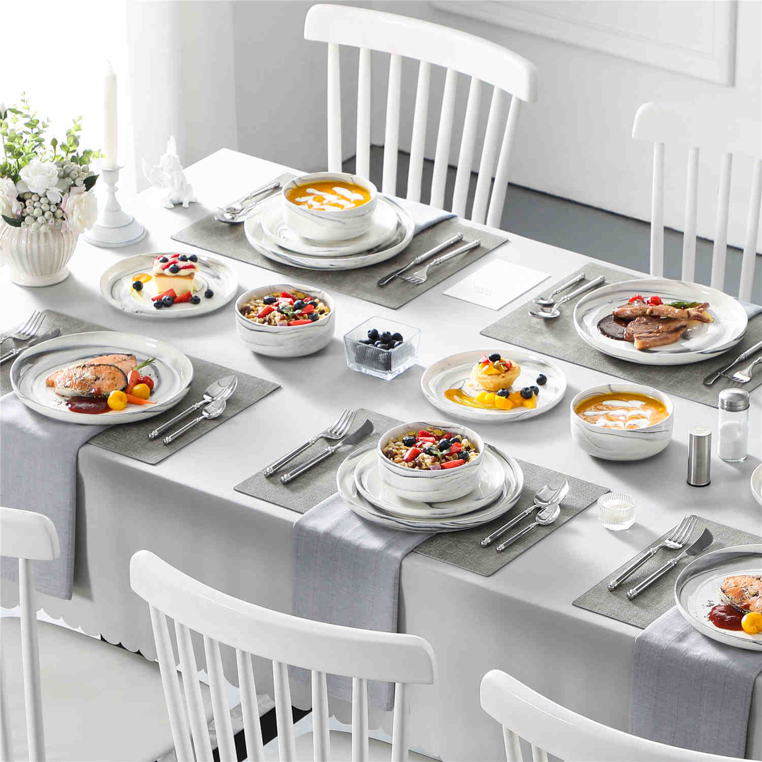 Luna Marble Pink 18 Piece Dinnerware Set - Image 33