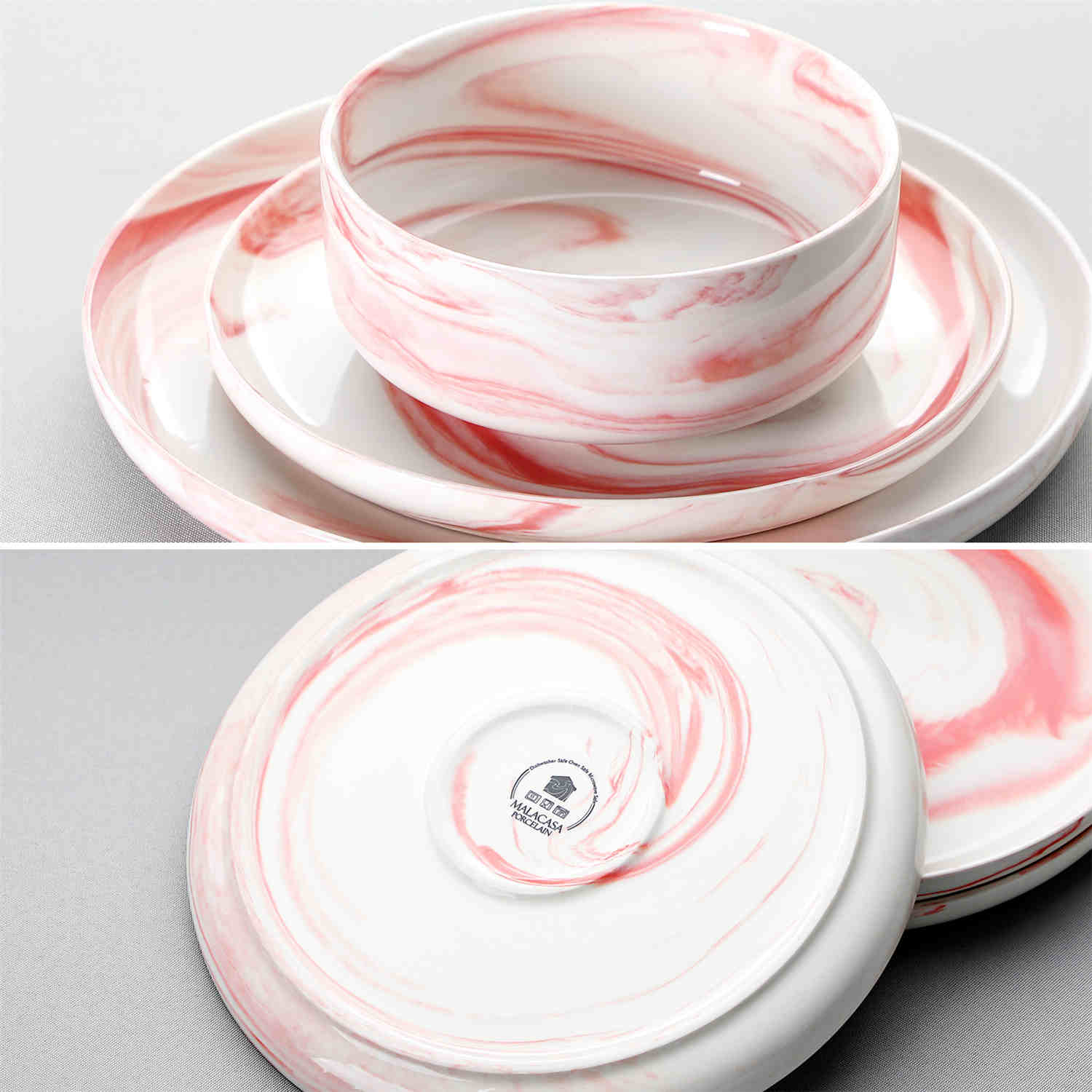 Luna Marble Pink 18 Piece Dinnerware Set - Image 8