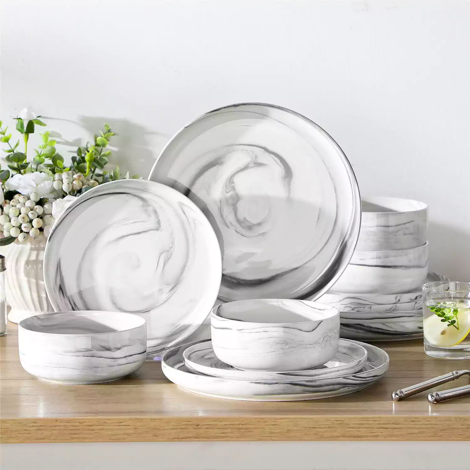 Luna Marble Pink 24 Piece Dinnerware Set for 8 - Image 13