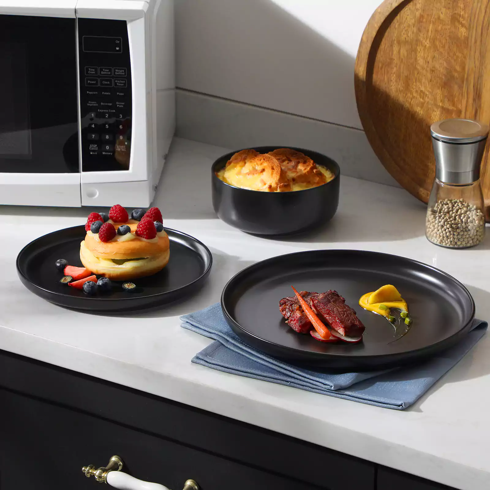 Luna Matte Black 12 Piece Dinnerware Set - Image 2