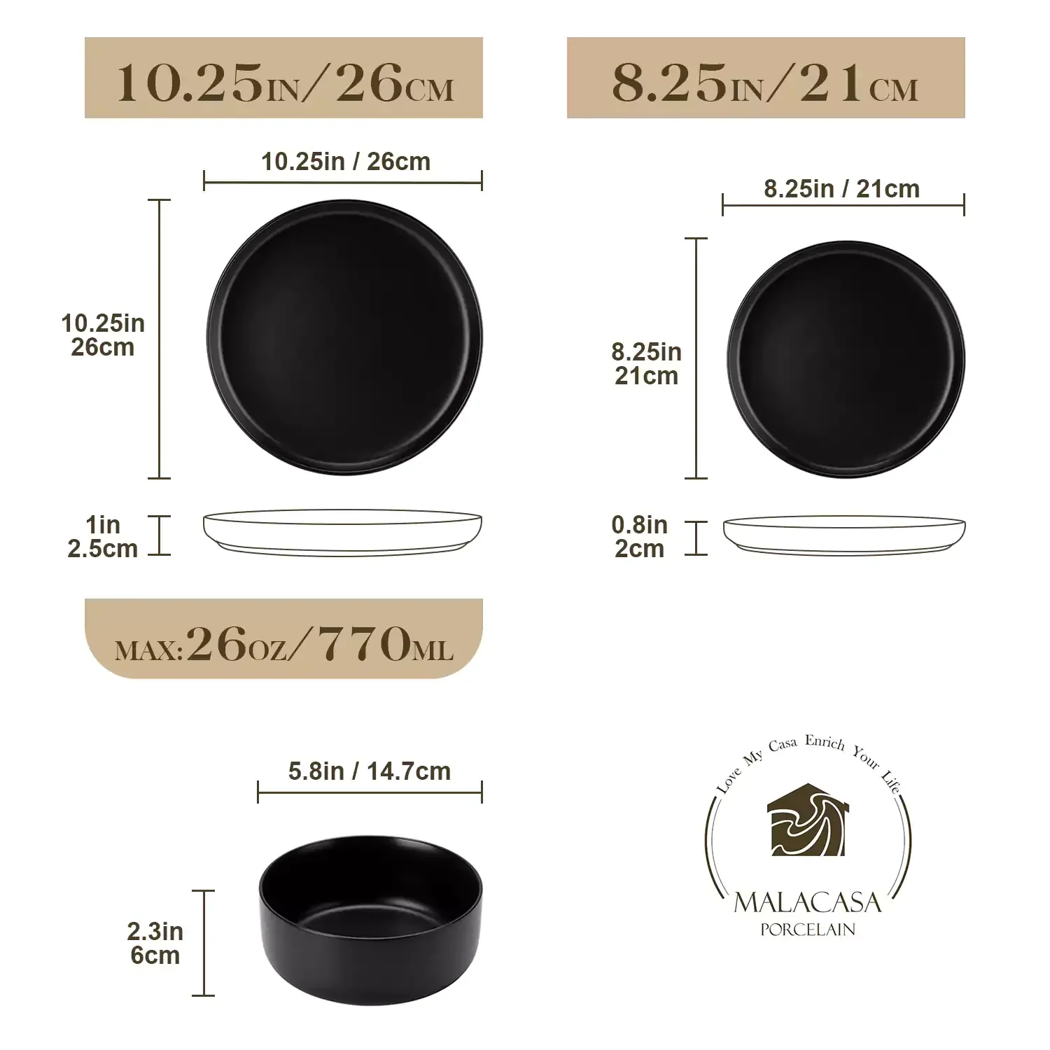 Luna Matte Black 12 Piece Dinnerware Set - Image 9
