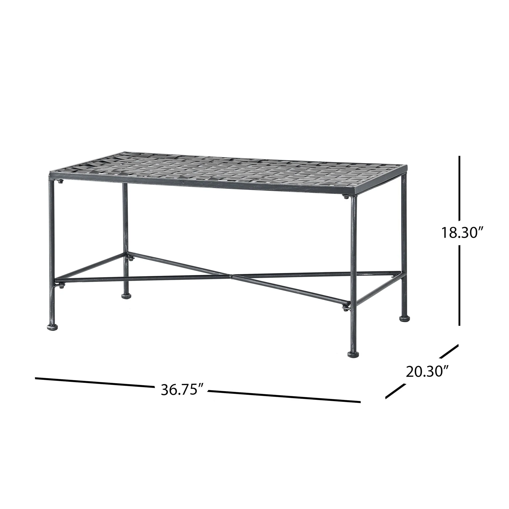 Luna Outdoor Iron Coffee Table - Black Brush Silver - Image 2