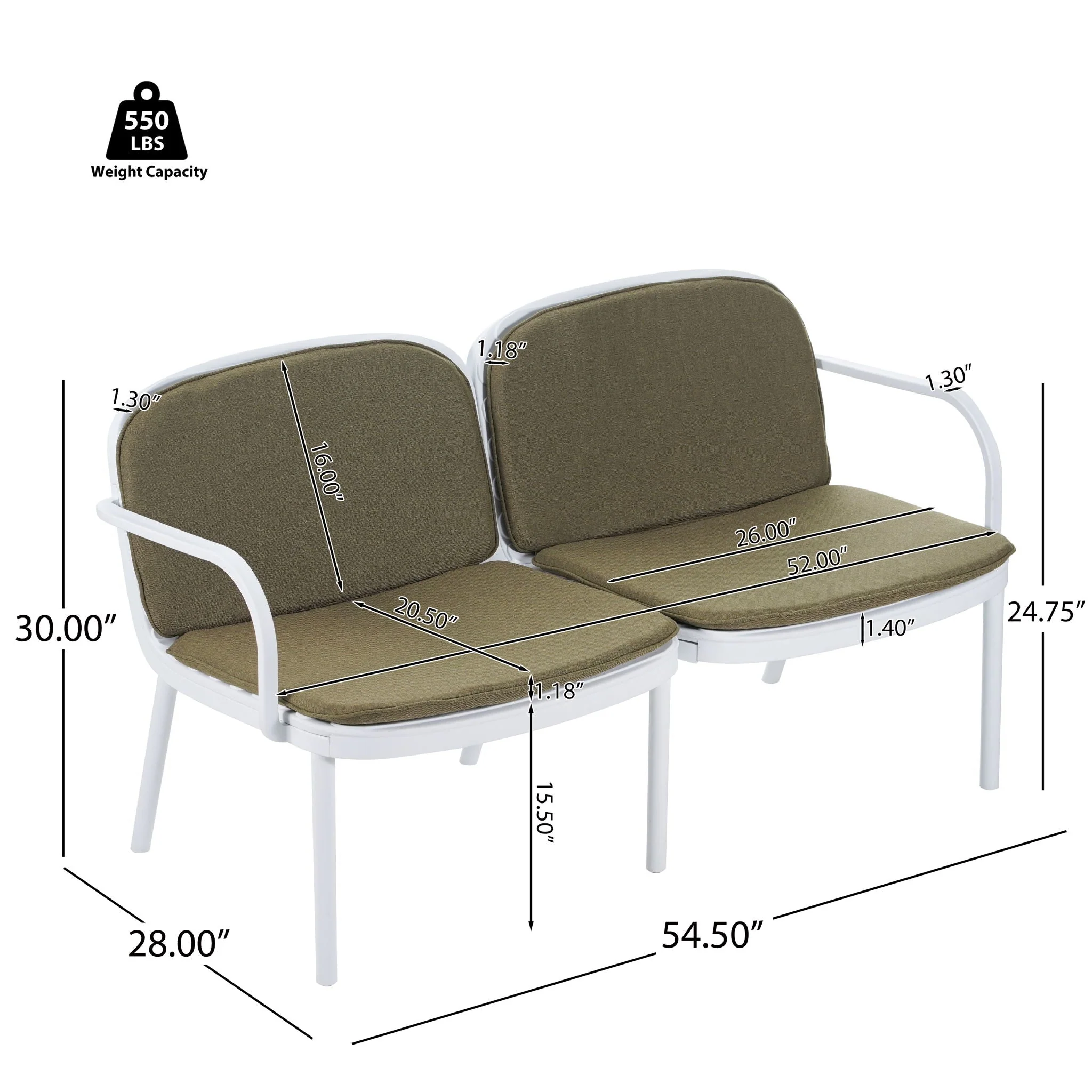 Luna - Outdoor Patio 3 Pieces Chat Set - Image 3