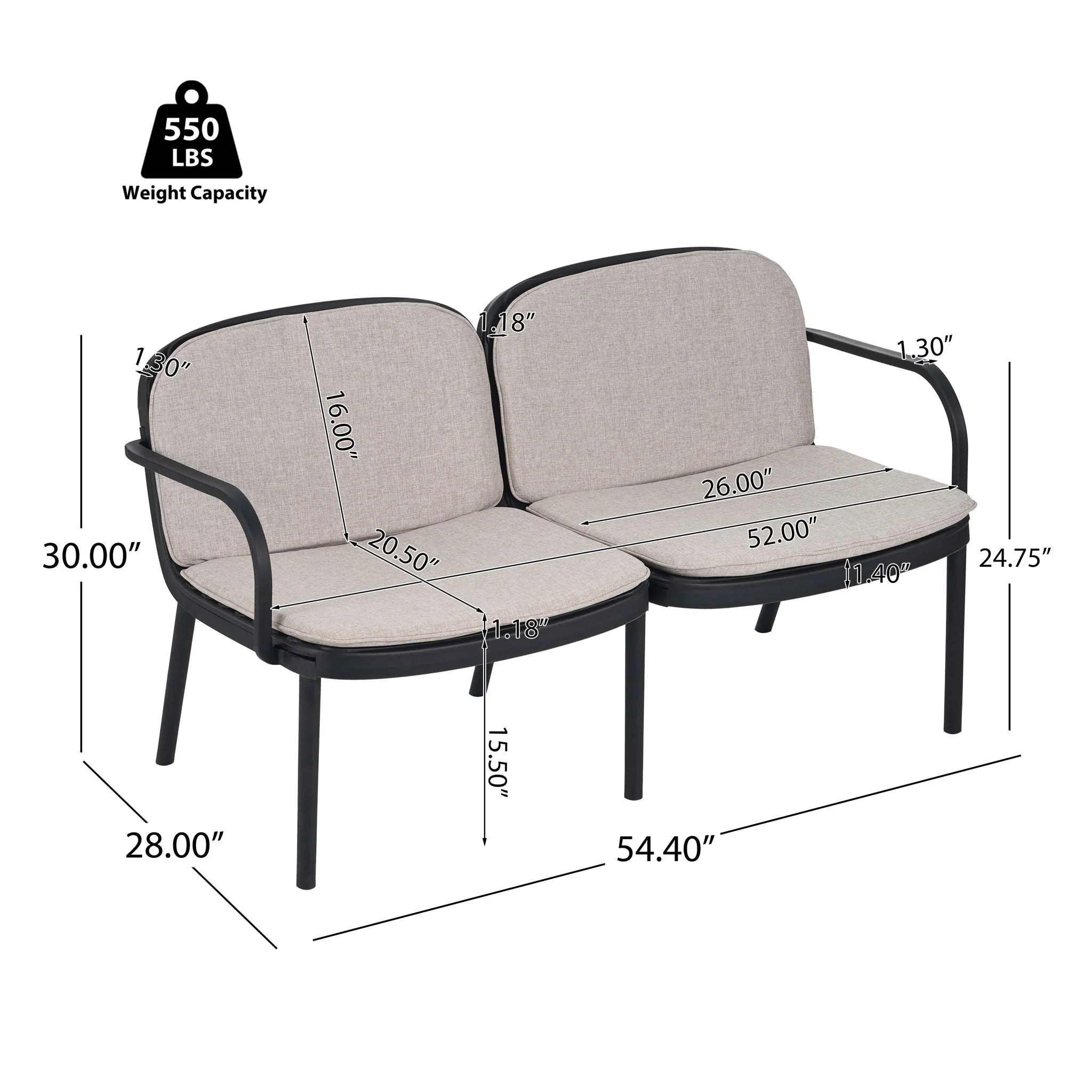 Luna - Outdoor Patio 3 Pieces Chat Set - Image 5