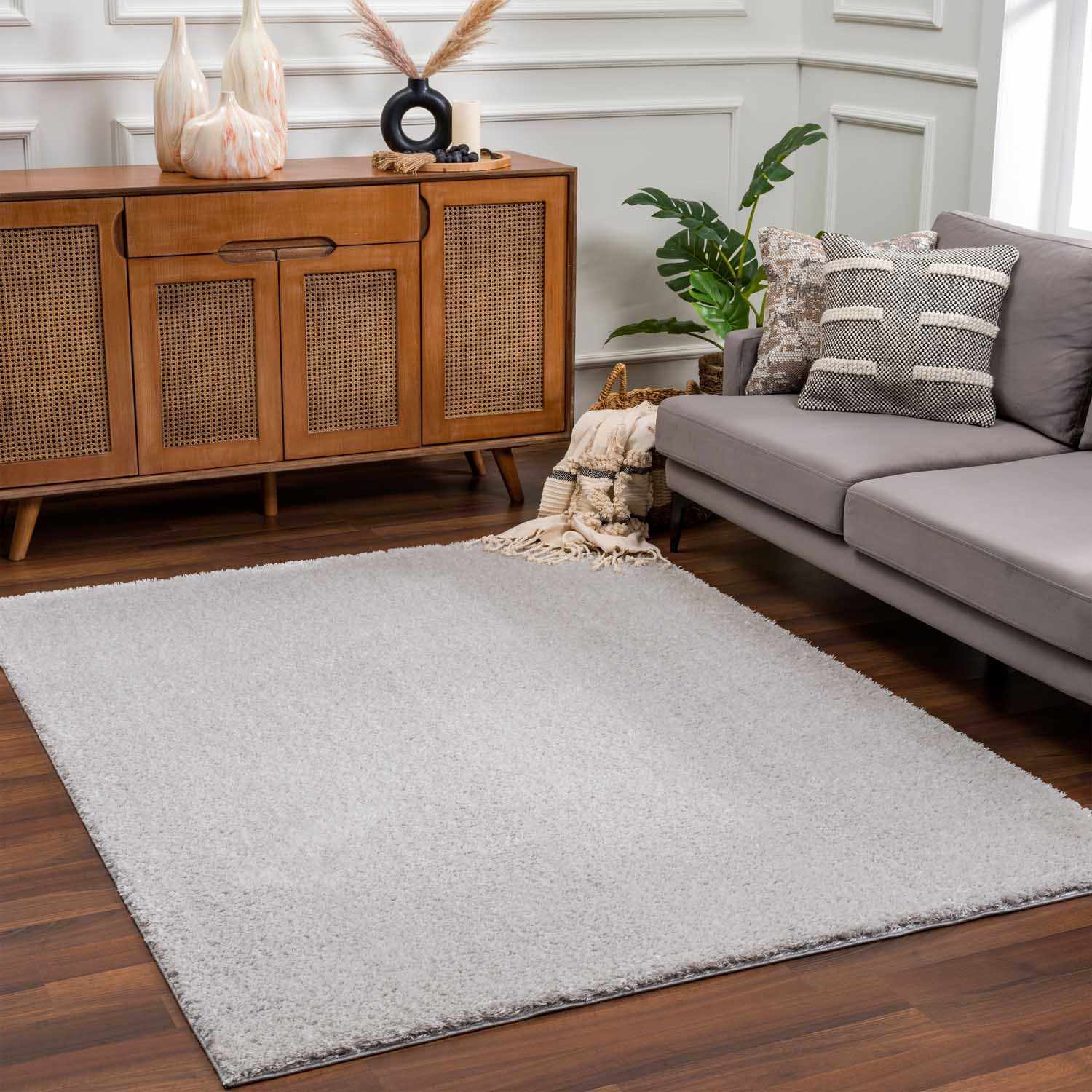 Lunaro Gray Subtle Wavy Abstract Modern Minimalist Polyester Machine Woven Area Rug - Clearance - Image 12