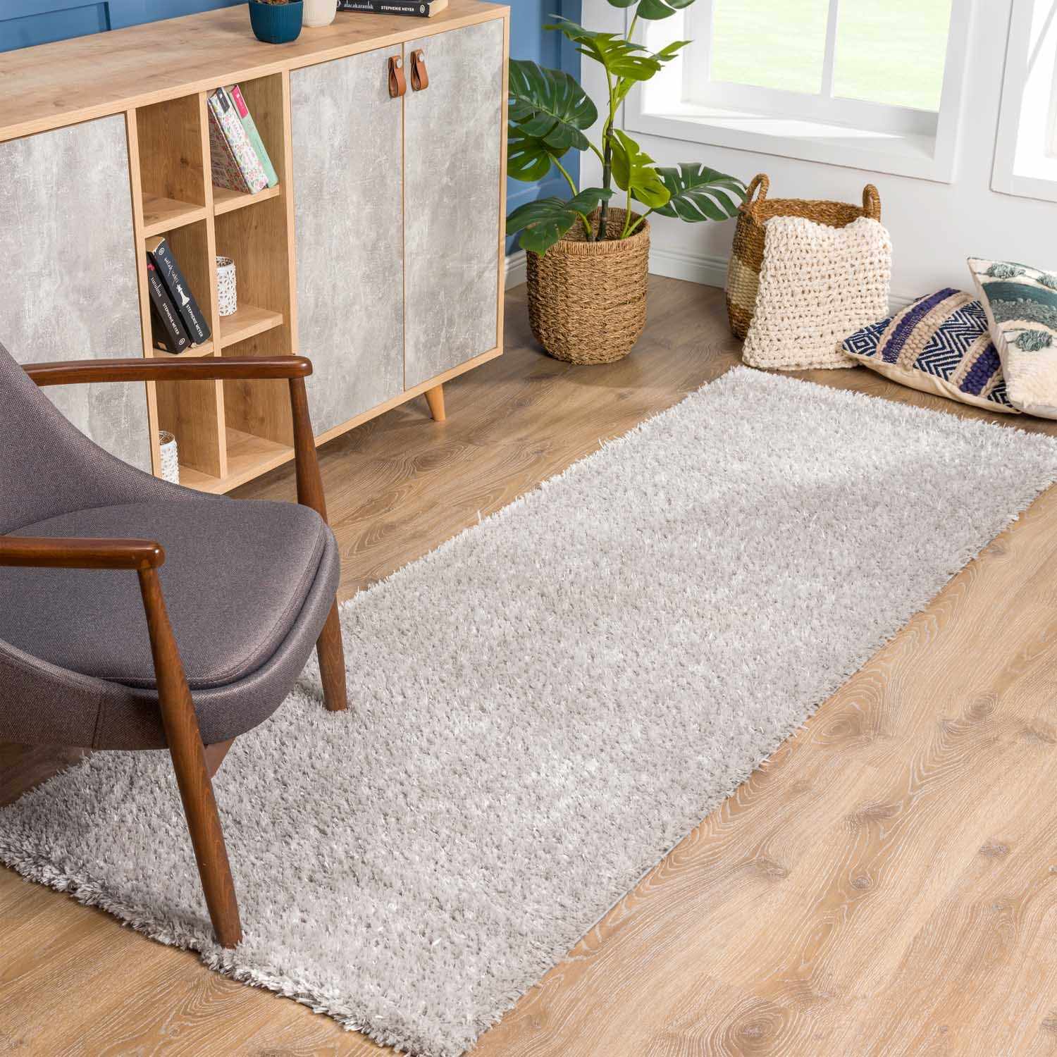 Lunaro Gray Subtle Wavy Abstract Modern Minimalist Polyester Machine Woven Area Rug - Clearance - Image 3