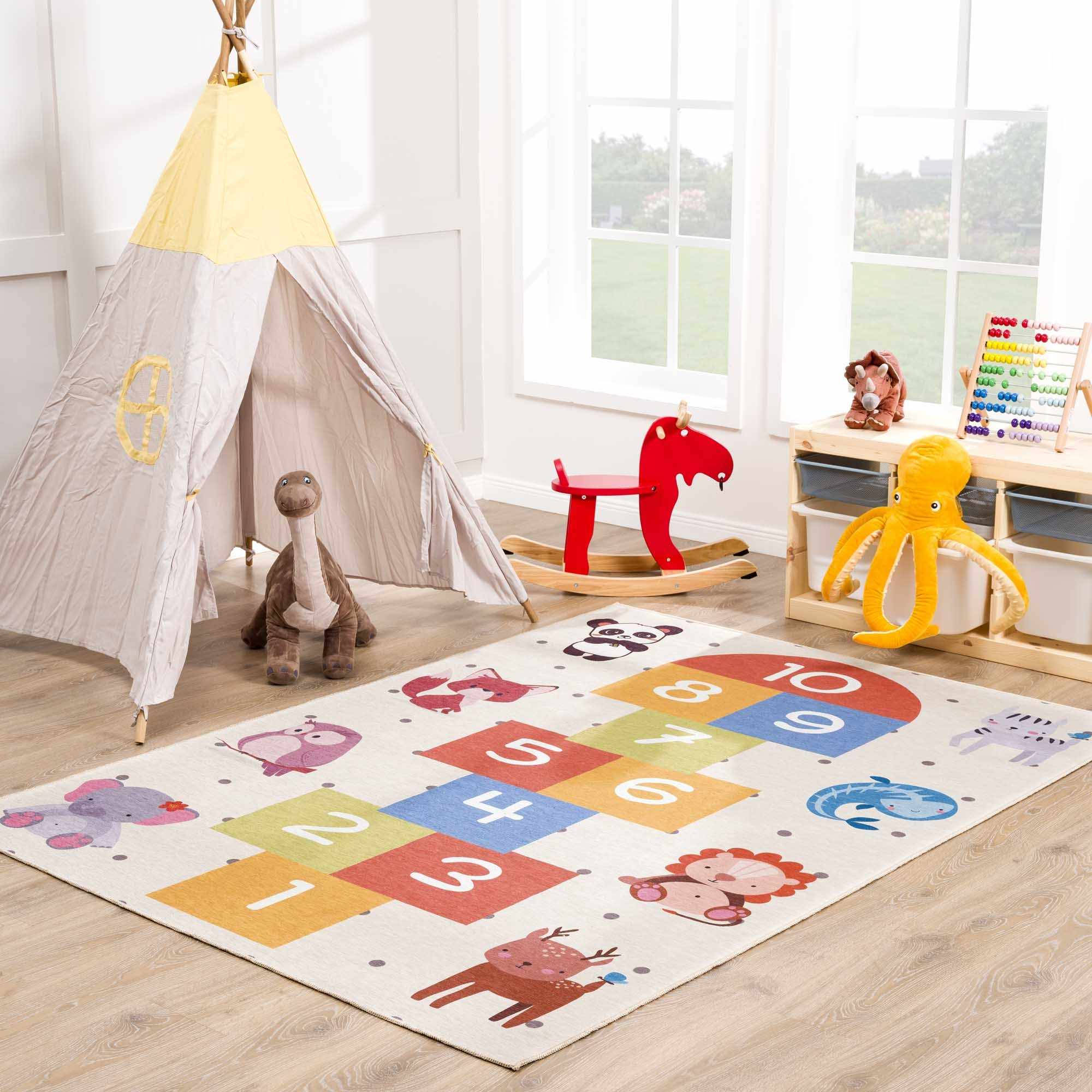 Lundy  Kids Hopscotch Colorful Washable Area Rug - Clearance - Image 2